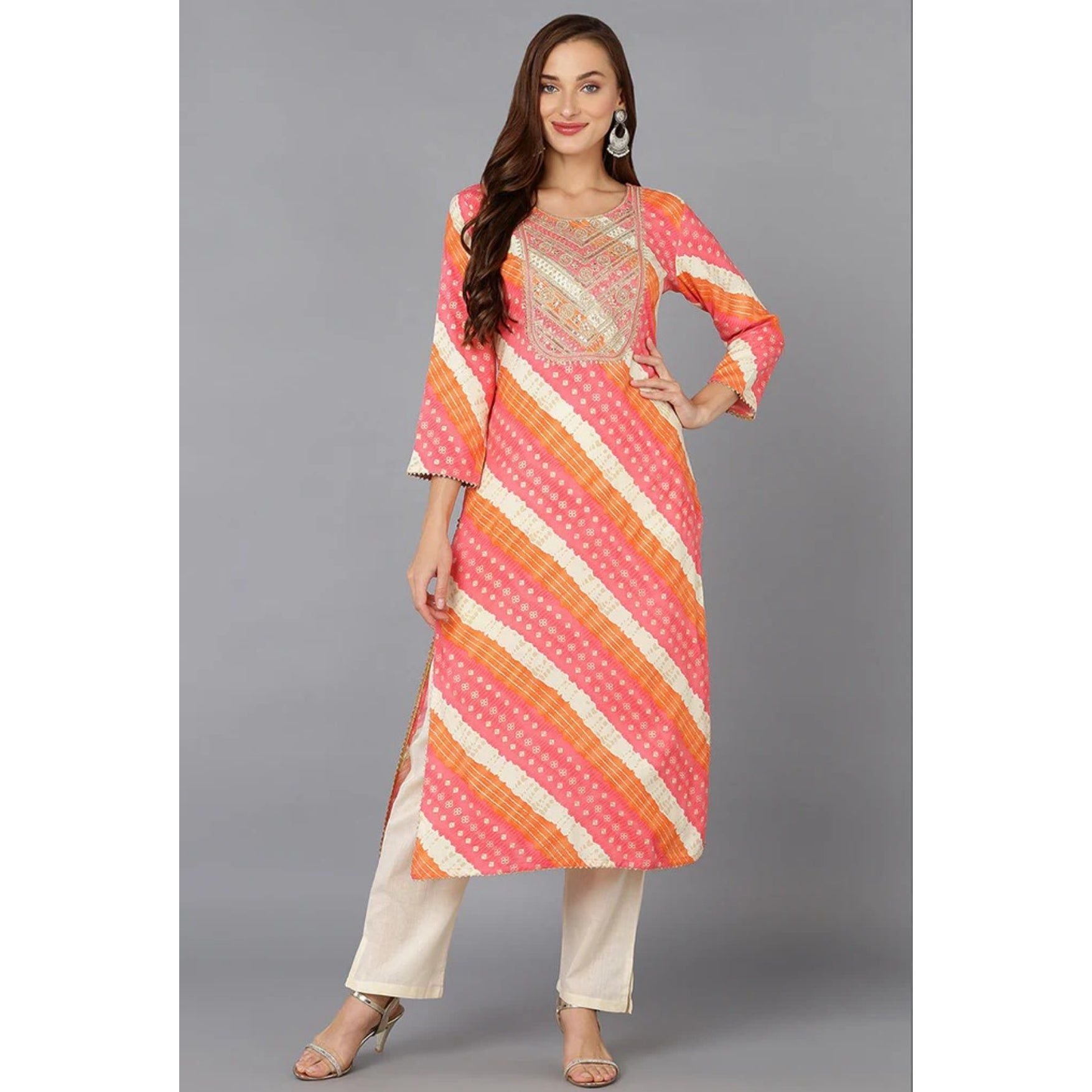 Vibrant Multi-Color Leheriya Kurti for Women - Traditional Indian Festive & Party Wear - Perfect for Diwali, Weddings & Special Occasions