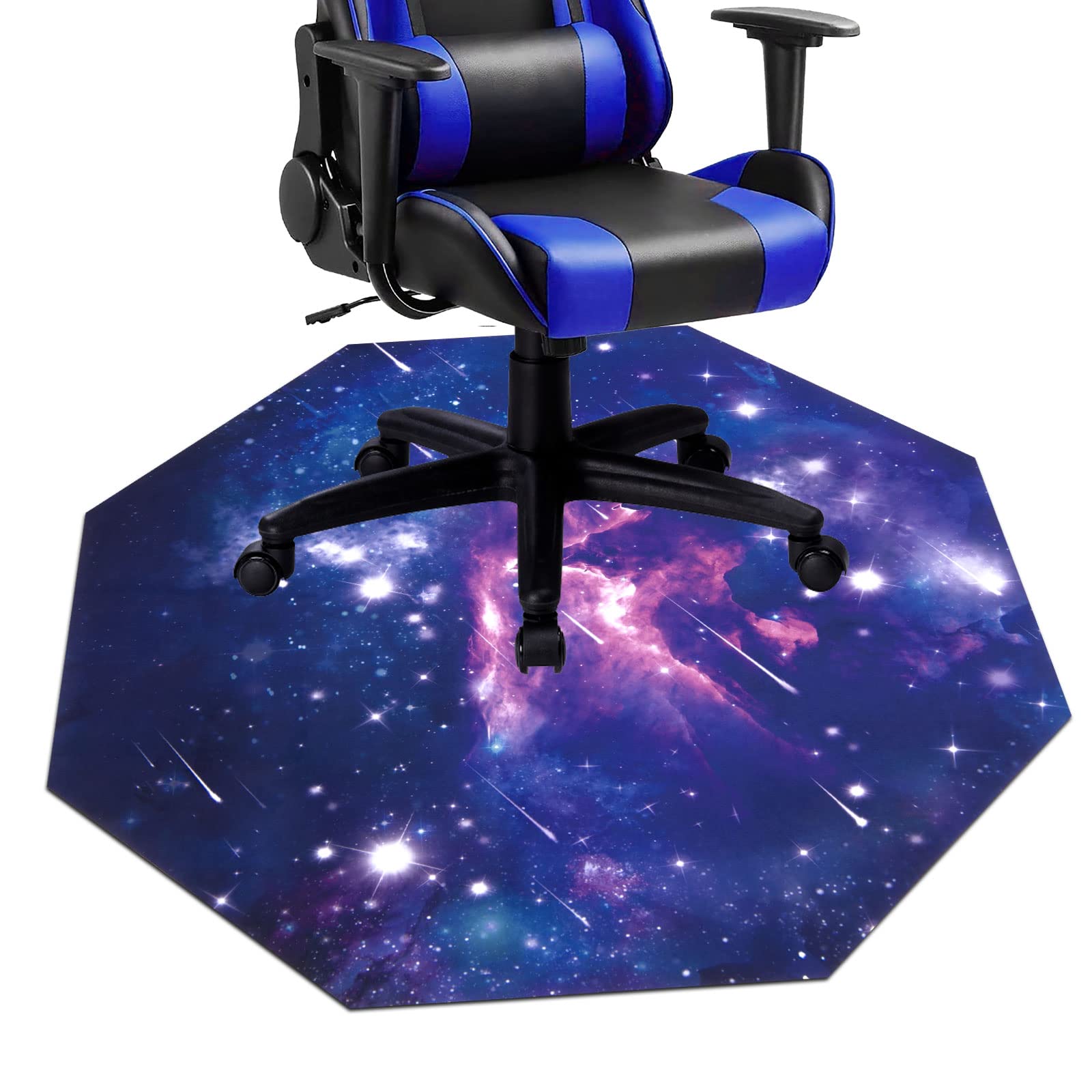 HiiARug Octagon Chair Mat for Hardwood Floors & Carpets - Anti-Slip Noise Cancelling Office Chair Mat for Gaming, Computer & Desk Chairs - Perfect for Home Office, Gaming Room & Workspace