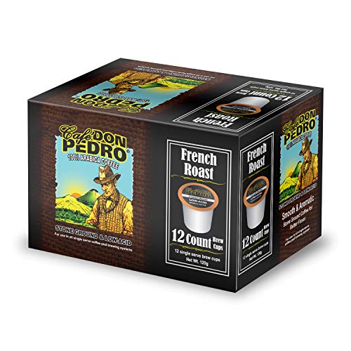 Organic Cafe Don Pedro French Roast Low Acid Coffee Pods - 72 Count K-Cups Compatible with Keurig 2.0 - Single Origin Dark Roast Coffee Beans | Perfect for Home, Office & Morning Brewing