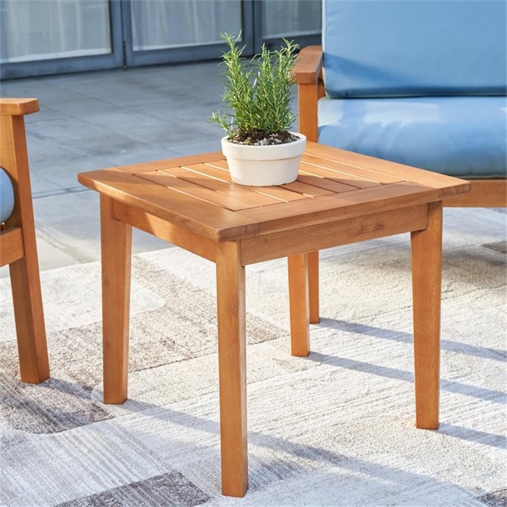 VIFAH Gloucester Modern Outdoor Side Table - Golden Oak Finish - Perfect for Patio, Garden, and Poolside Decor