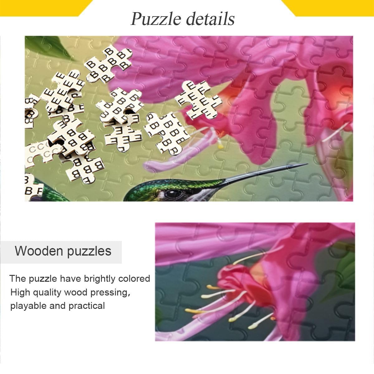 500 Piece Hibiscus Hummingbird Jigsaw Puzzle - Fun & Challenging Puzzle for Kids & Adults - Perfect Family Game Night Activity, Birthday Gift & Home Decor