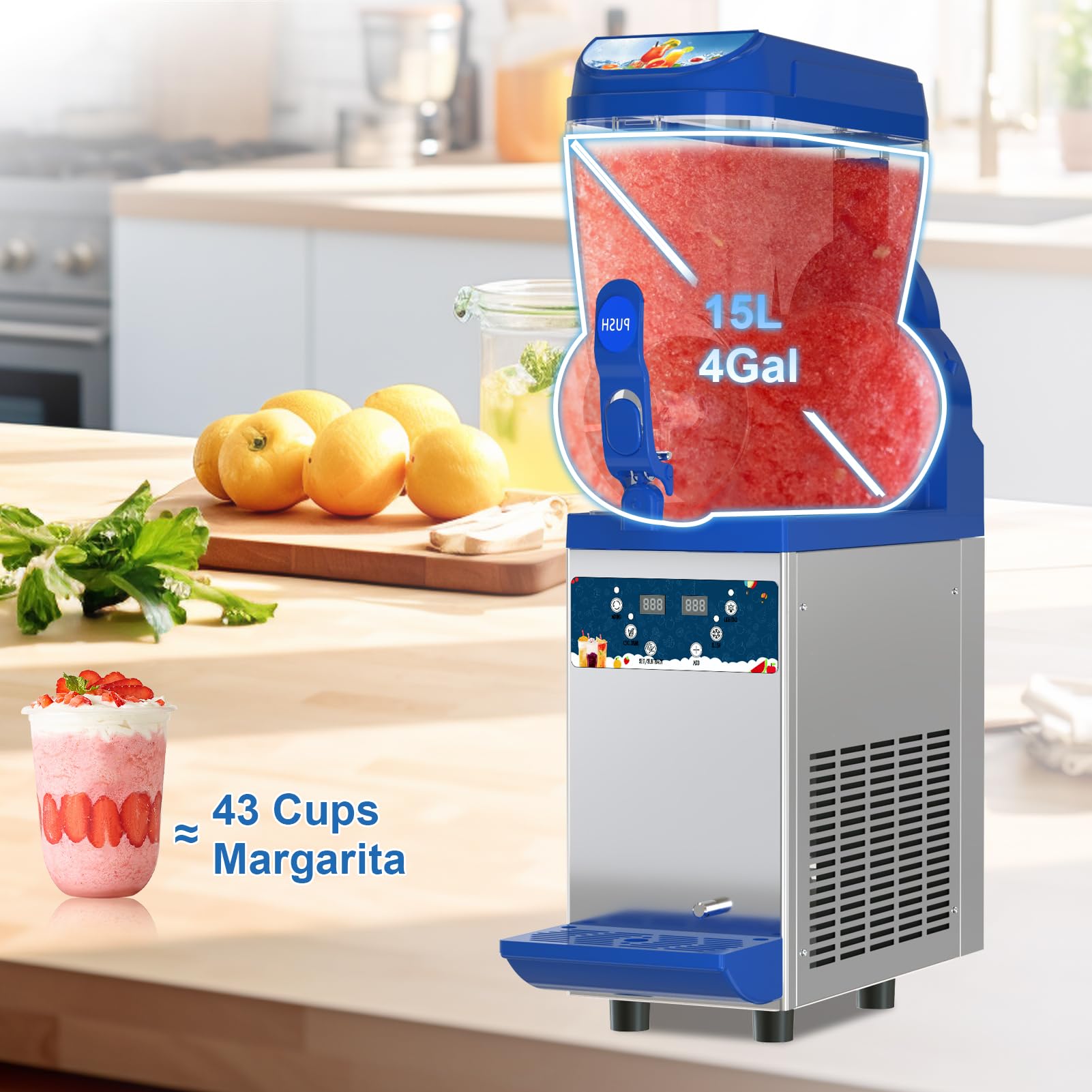TECSPACE Commercial Slushy Machine 500W - Margarita, Cocktail, Wine & Daiquiri Slush Maker for Bars, Restaurants & Parties - Perfect for Summer Drinks & Frozen Beverages
