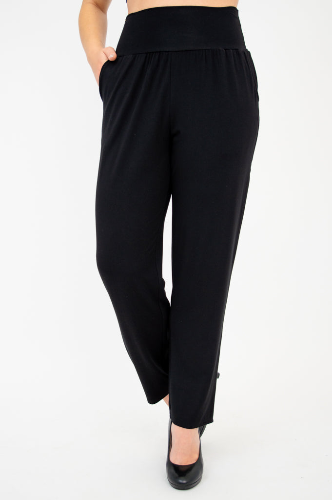 Clair Petite Bamboo Pants for Women - Soft & Comfortable Black Stretch Pants - Perfect for Yoga, Lounge & Travel