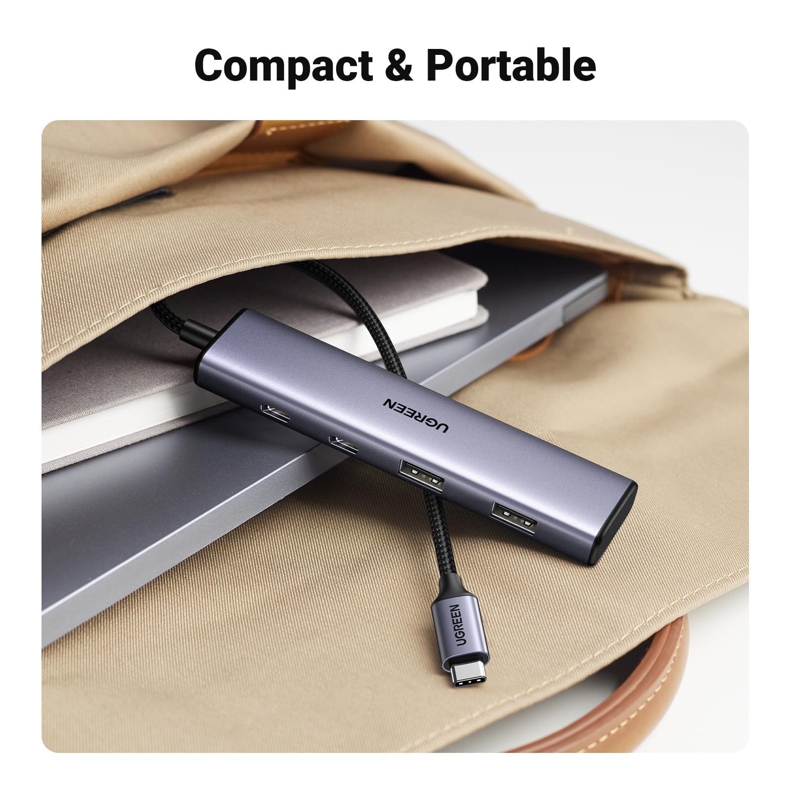 UGREEN Aluminum USB C Hub 4-in-1 Multiport Adapter with 2 USB-C & 2 USB 3.0 Ports - 5Gbps Data Transfer for MacBook Pro/Air, iMac, iPad Pro, Surface, iPhone 15/15 Pro, Galaxy S24 - Perfect for Home Office, Travel & Multi-Device Charging