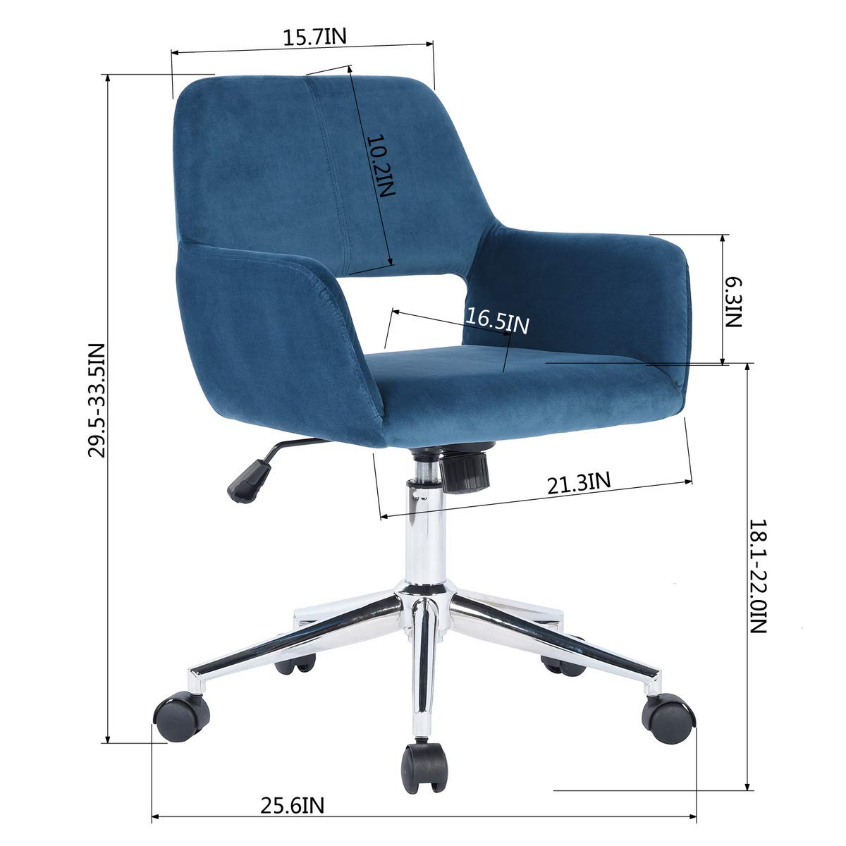 HomVent Velvet Swivel Desk Chair with Cute Hollow Mid-Back - Ergonomic Upholstered Task Chair for Home Office, Living Room, Vanity & Makeup Room - Perfect for Working, Studying & Beauty Stations