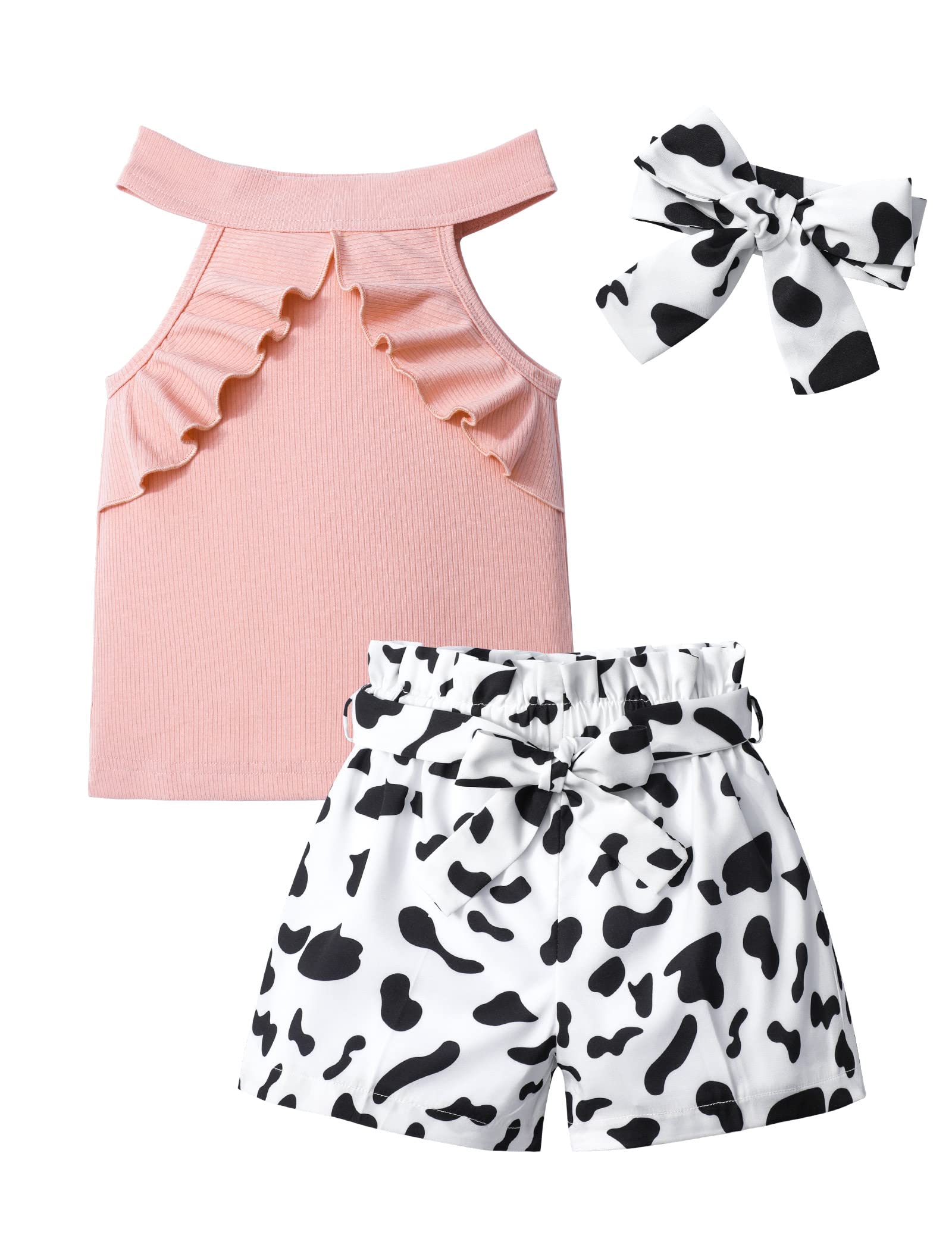 Toddler Girl Summer Outfit Set - Cute 3-Piece Cotton T-Shirt, Shorts & Headband for Baby Girls | Perfect for Playdates, Beach & Birthday Gifts