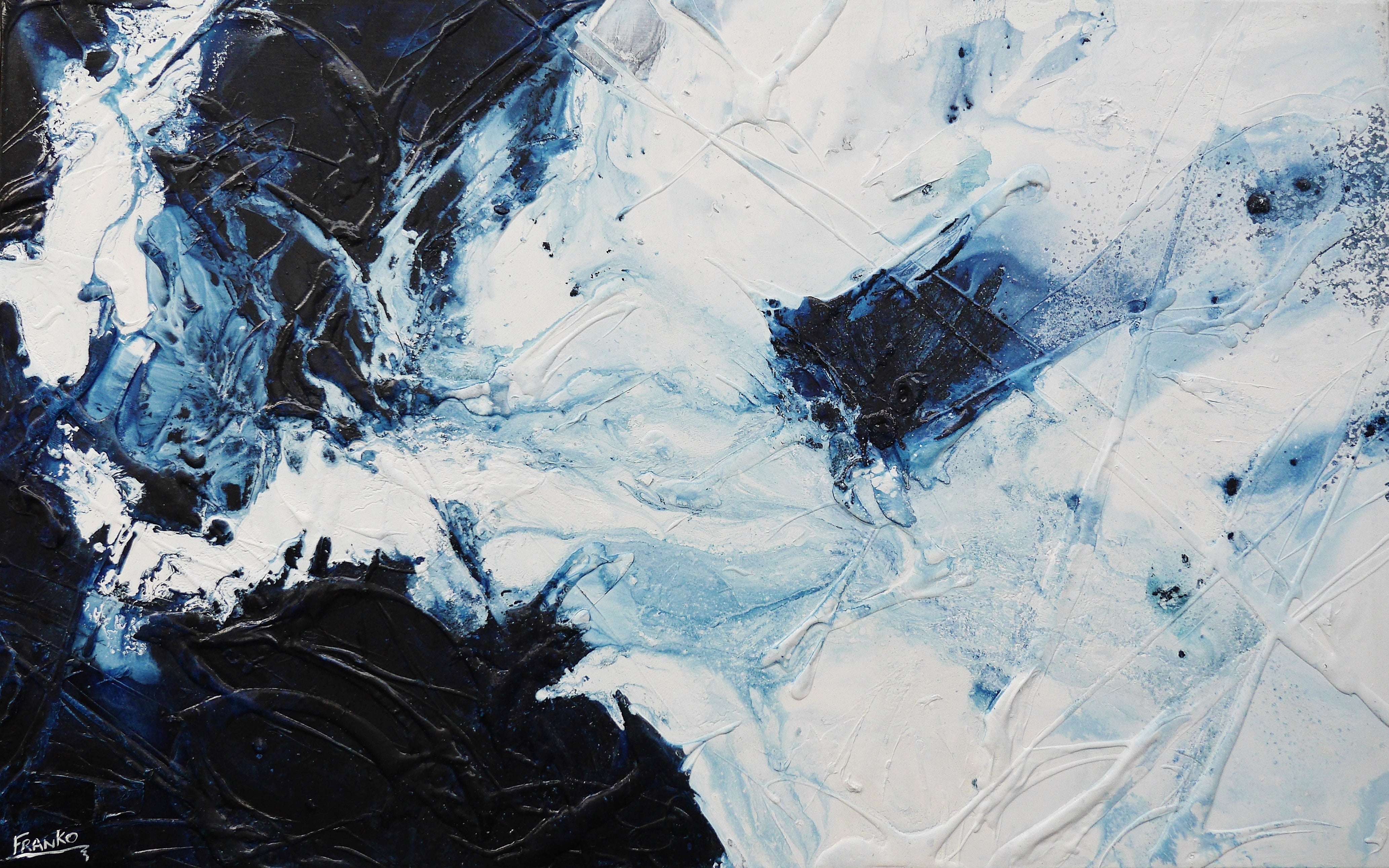 160cm x 100cm Textured Abstract Canvas Painting - Midnight Sugar - Modern Wall Art for Living Room, Bedroom & Office Decor