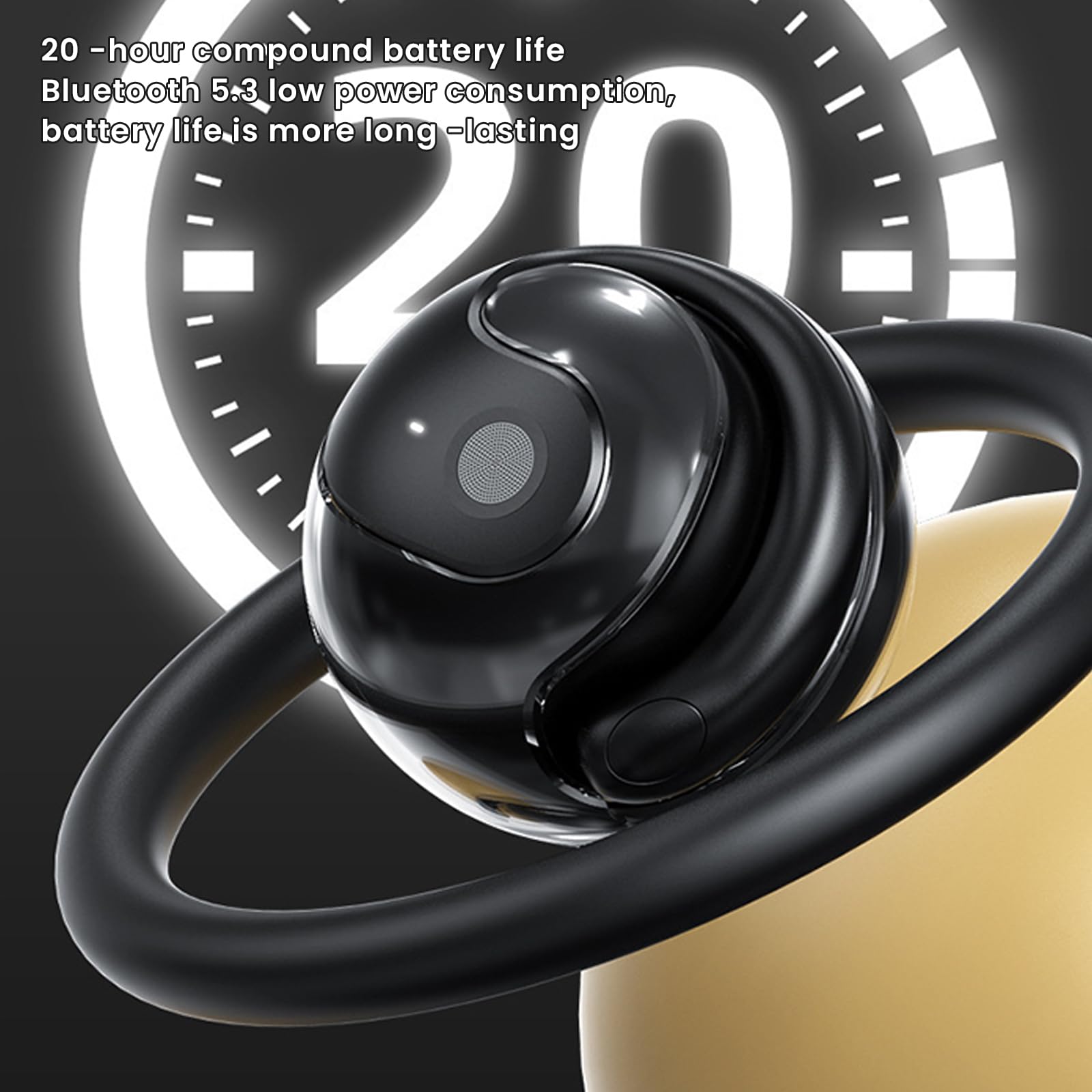 Detull Wireless Earbuds Bluetooth 5.3 Headphones - Over Ear Waterproof Bluetooth Headset for iPhone Android Laptop - 3D Holographic Stereo Earphones for Office Work, Running, Gym & Travel (White) - Perfect for Commuting, Workouts and Daily Use