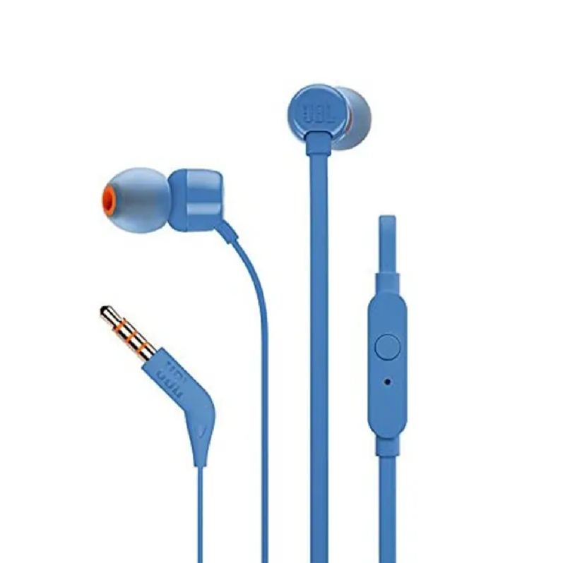JBL Tune 110 Wired In-Ear Headphones with Mic - Blue | Perfect for Gym, Commuting & Music Lovers
