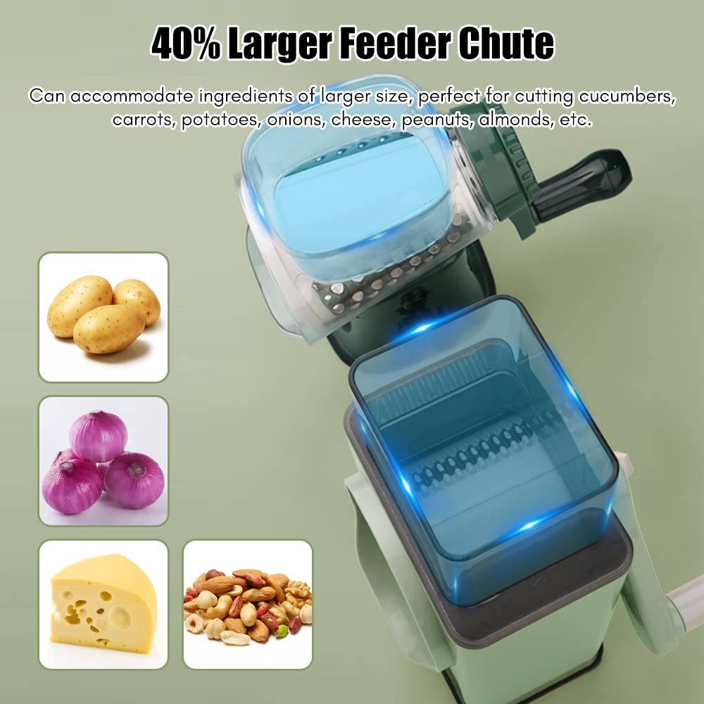 Benkeg 3-in-1 Multifunctional Vegetable Chopper & Cheese Grater - Stainless Steel Rotary Shredder, Slicer & Grinder for Vegetables, Fruits, Nuts - Perfect for Salad Prep, Meal Prepping & Quick Cooking