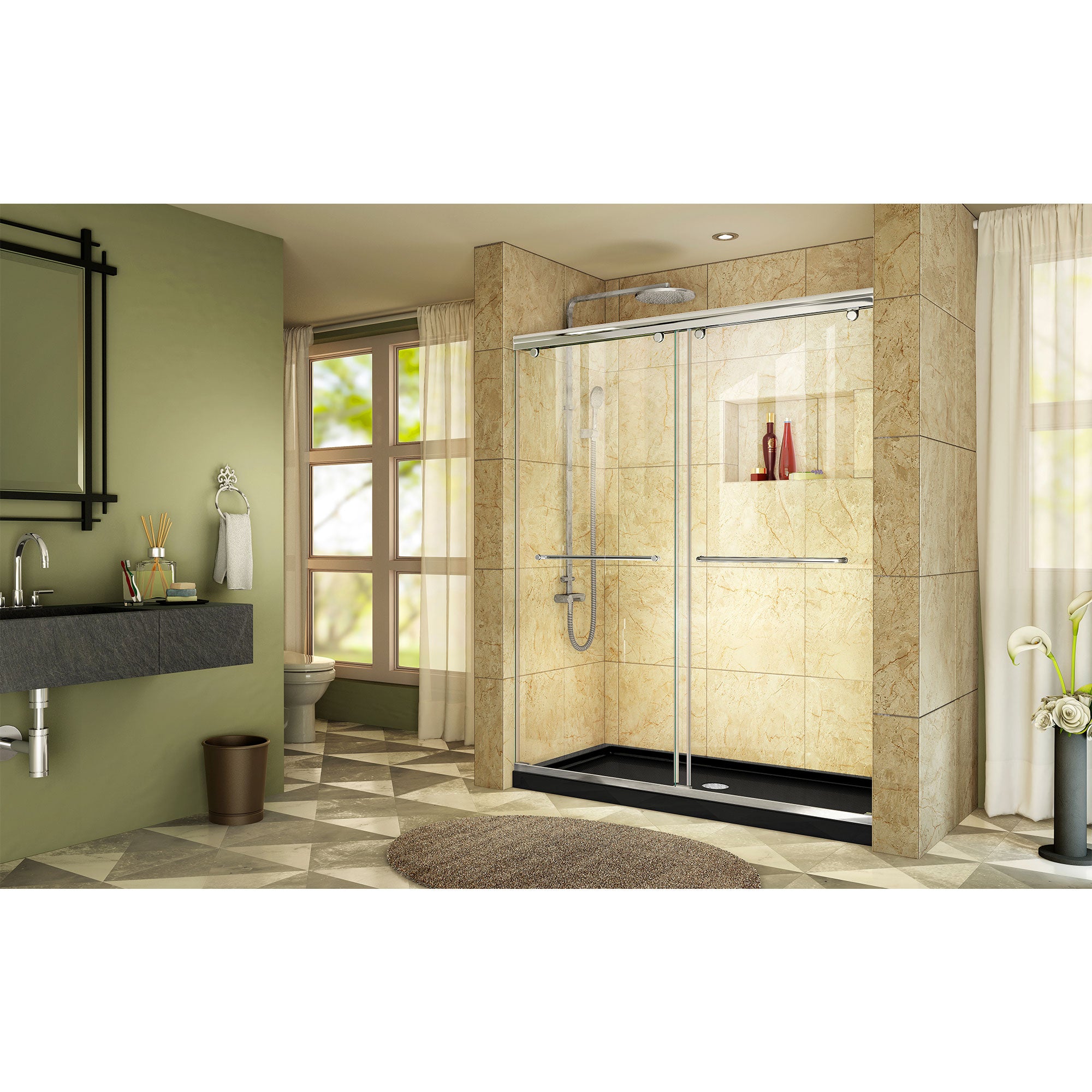 DreamLine Charisma 36x60x78.75 Inch Frameless Bypass Shower Door with Base Kit - Modern Bathroom Upgrade for Small & Large Spaces, Easy Installation for Home & Apartment Renovation
