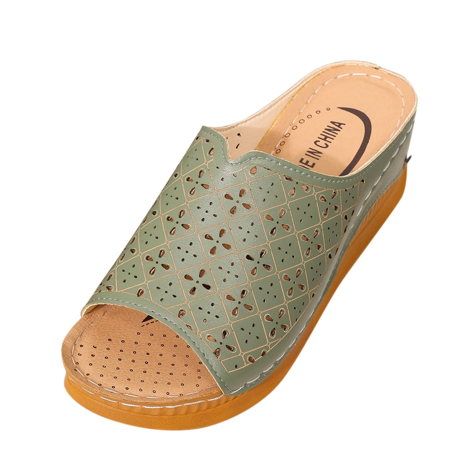 Breathable Peep Toe Stitched Sandals for Women - Hollow Out Summer Fashion with Roman Bow - Perfect for Beach, Vacation & Casual Outings