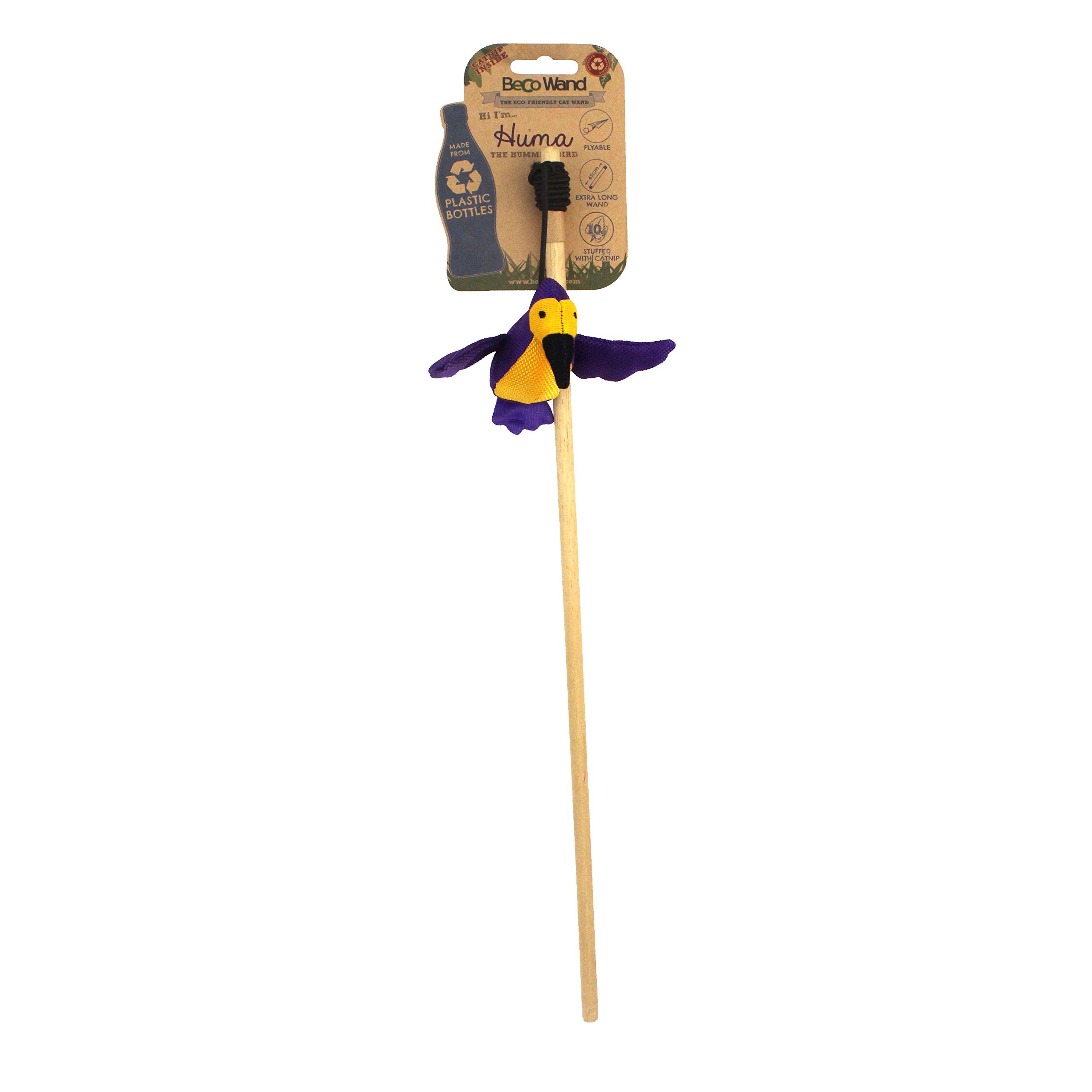 Beco Cat Wand Toy with Hummingbird & Catnip - Soft Elastic Rope Cat Toy for Playtime