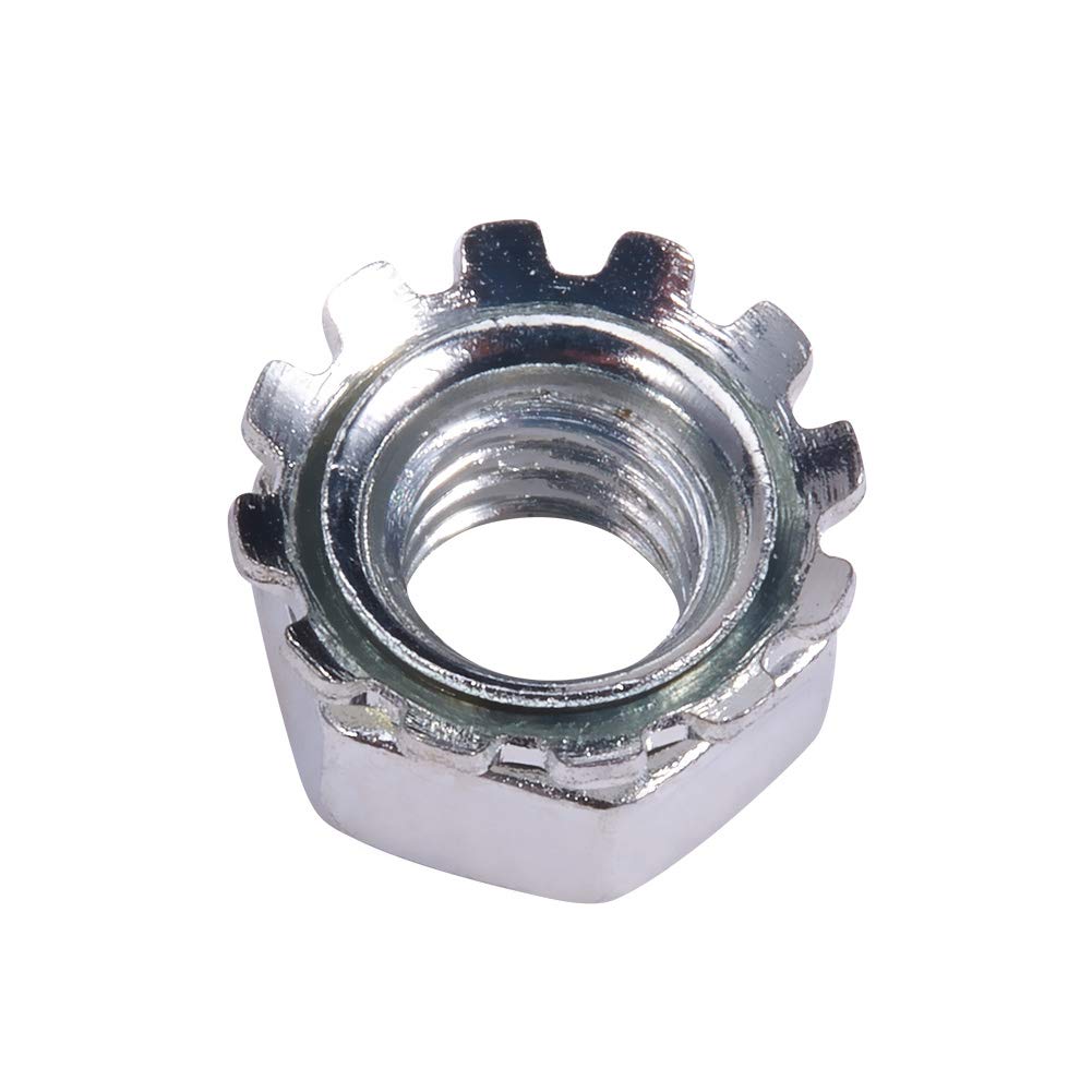 MroMax M4 K-Lock Nuts - 100Pcs Silver Zinc Plated Carbon Steel Keps Lock Nuts for Hardware Fastening | Perfect for Machinery, Furniture & Electrical Appliances | Secure Fasteners for DIY Projects & Industrial Use