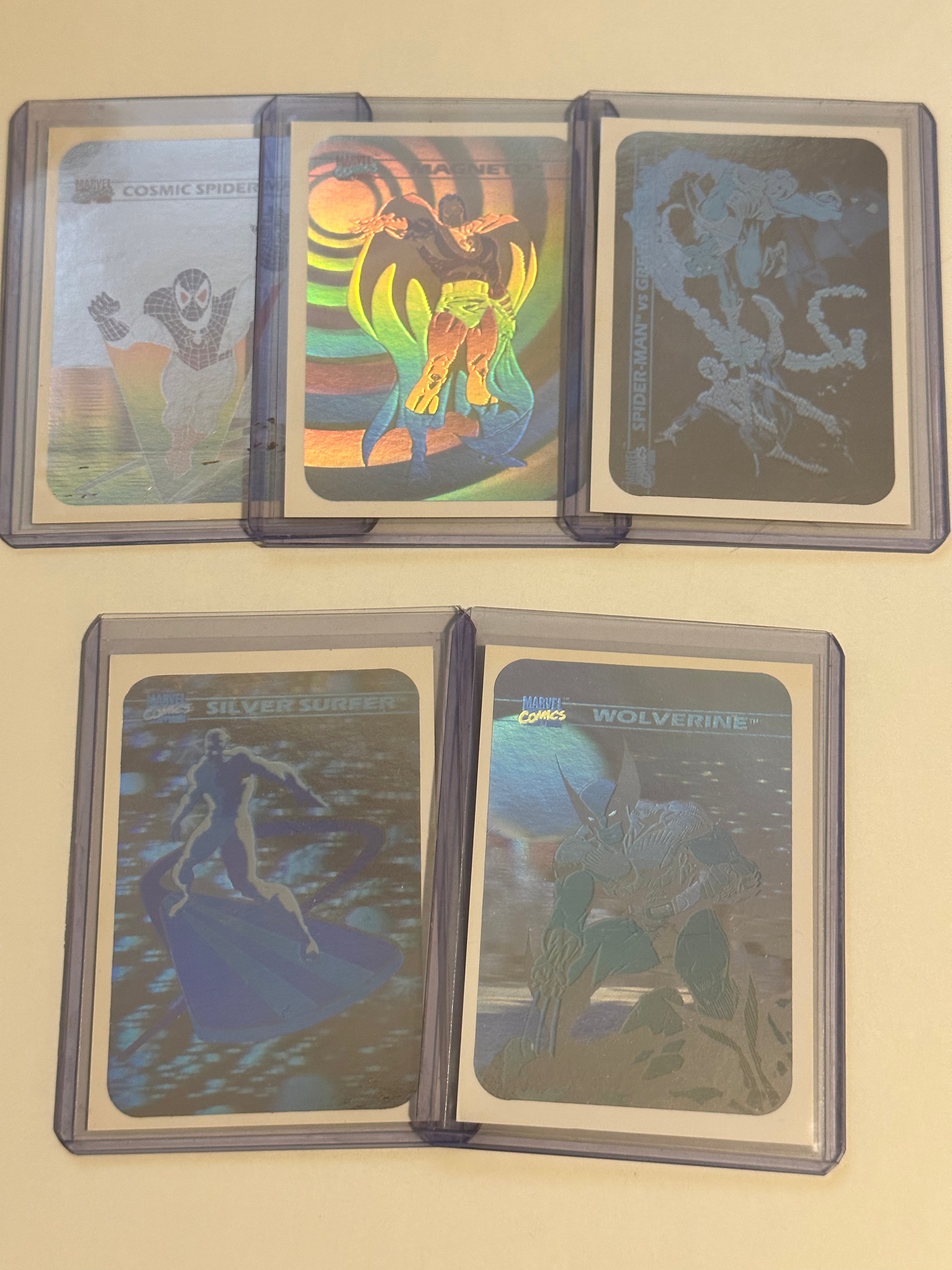**Marvel Universe First Series Rare 5 Hologram Insert Cards Set 1990 - Collectible Trading Cards for Comic Fans & Nostalgic Gift**