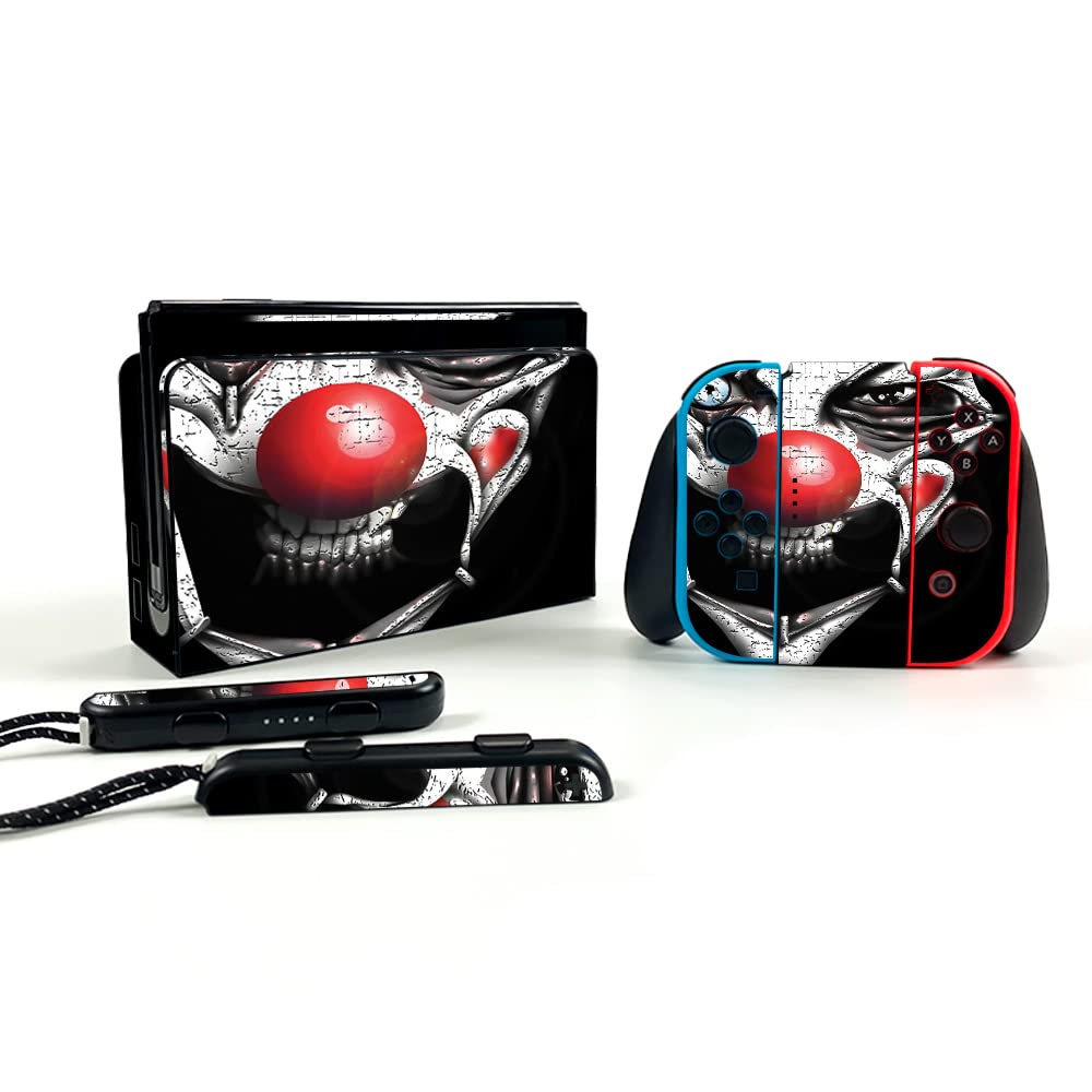 MightySkins Protective Vinyl Decal Wrap Cover for Nintendo Switch OLED - Evil Clown Design | Durable, Customizable Skin | Easy to Apply & Remove | Made in USA | Perfect for Gaming, Travel & Personalization