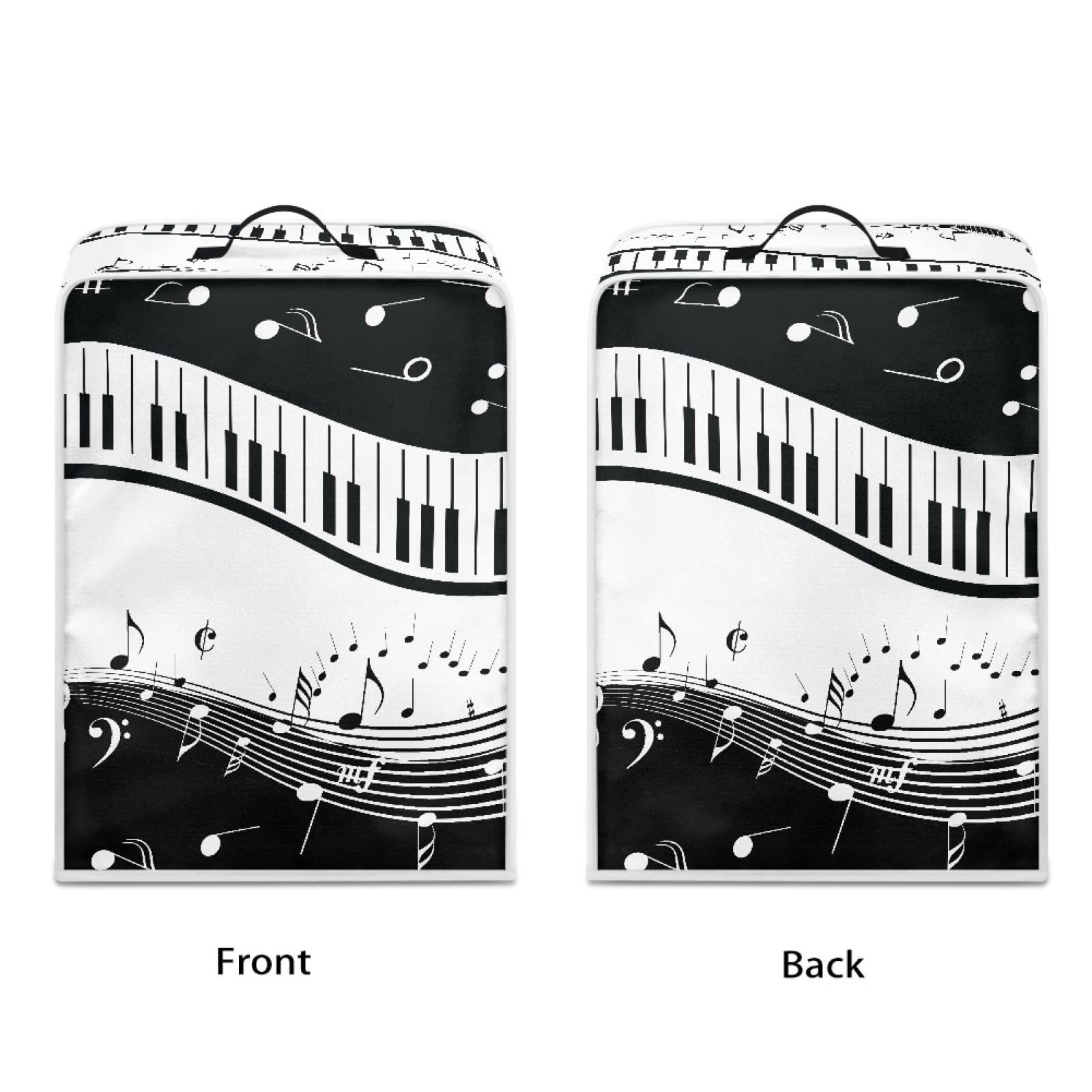 GLENLCWE White Music Note Coffee Maker Cover - Polyester Dust Cover with Top Handle, Foldable & Washable Kitchen Appliance Protector for Blender, Mixer, Juice Machines - Perfect for Home, Office & Cafe Use