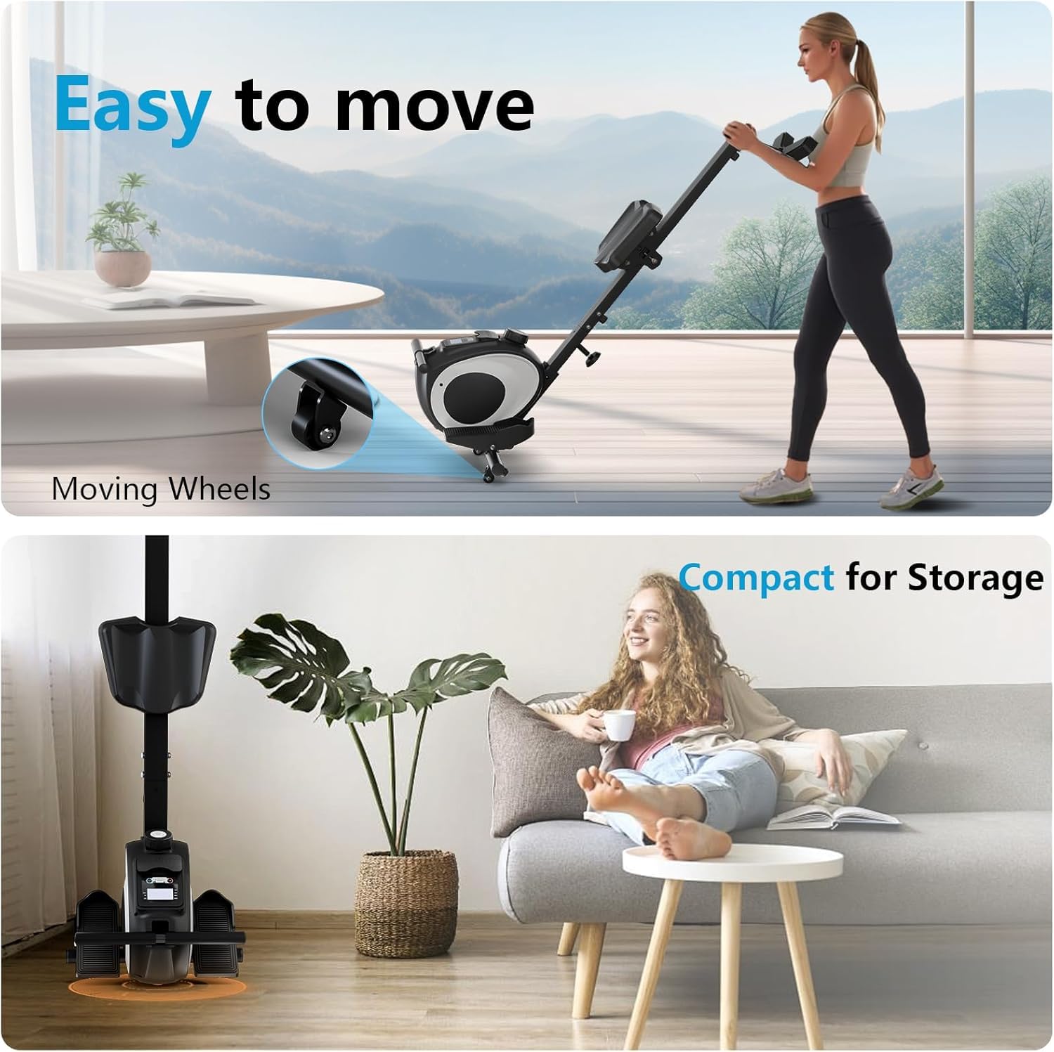 Premium Magnetic Rowing Machine for Home - Foldable Rower with Smooth Quiet Resistance, Full-Body Workout Equipment for Fat Burning, Strength Training & Cardio - Perfect for Small Spaces & Home Gym Fitness