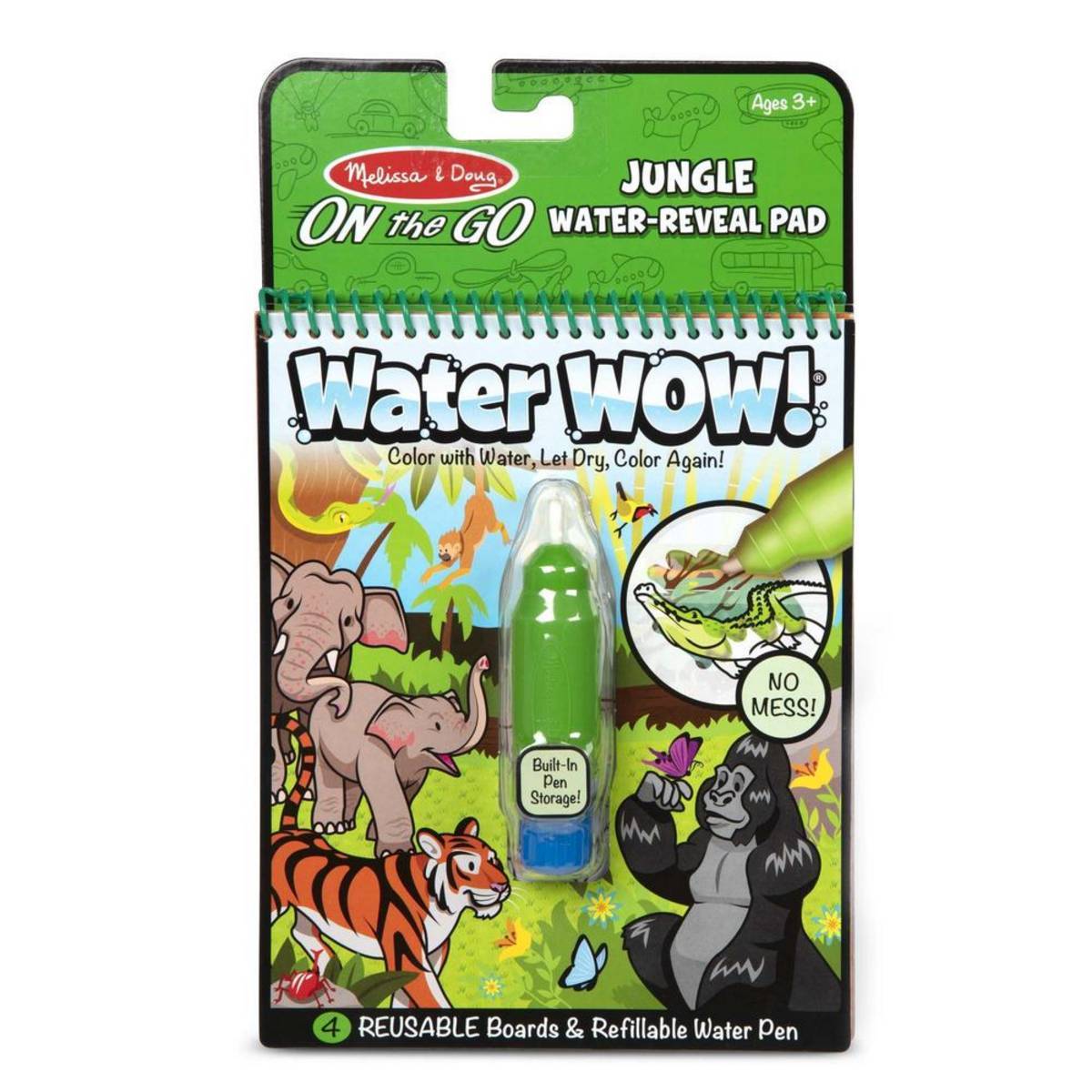ON THE GO WATER WOW JUNGLE - Reusable Water Reveal Activity Book for Kids - Perfect for Travel, Road Trips & Airplane Entertainment