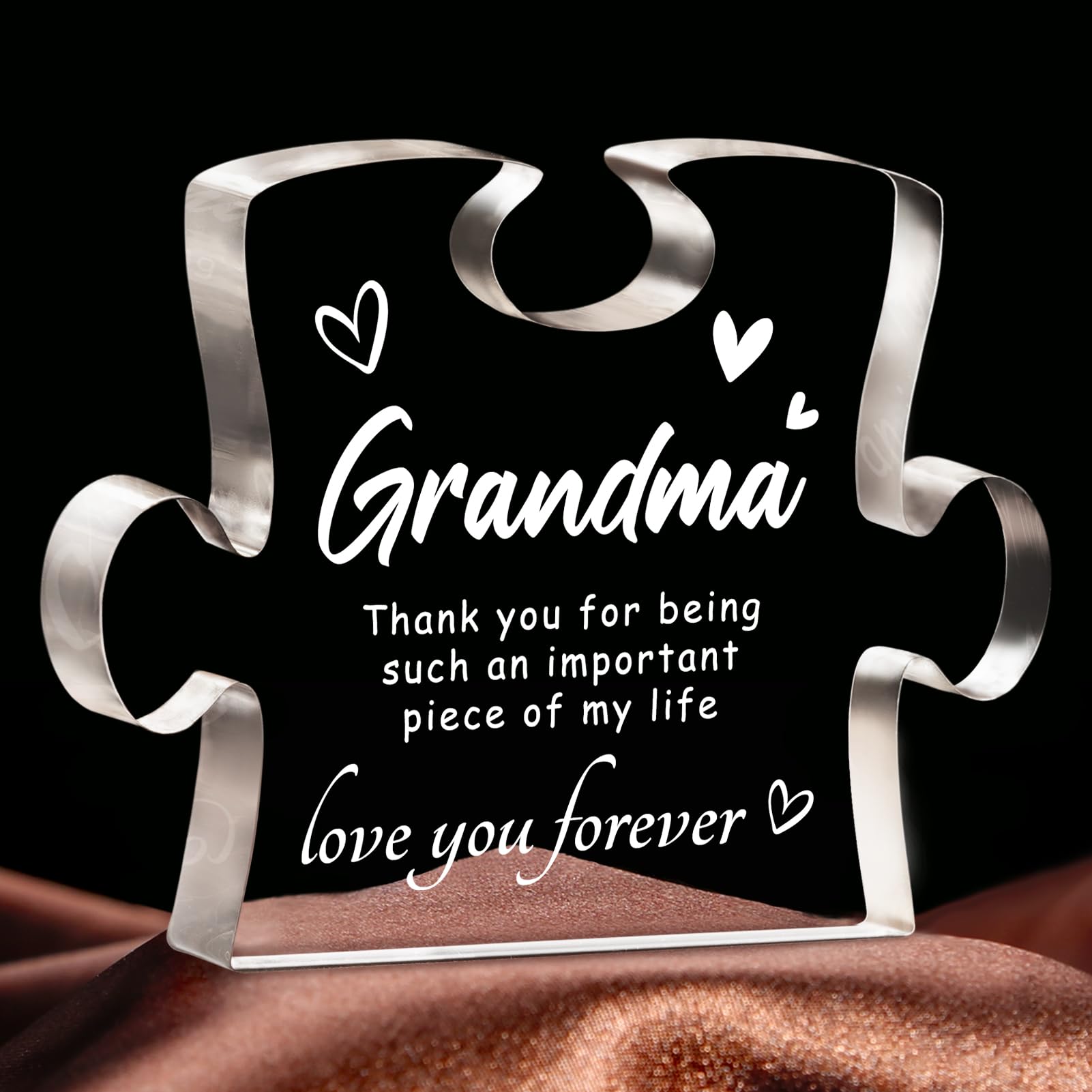 Personalized Engraved Acrylic Block Gift for Grandma - 4.9 x 3.7 Inch Heartwarming Keepsake for Birthday, Mother's Day, Thanksgiving & Christmas - Perfect Gift from Granddaughter or Grandson for Home Decor & Special Occasions