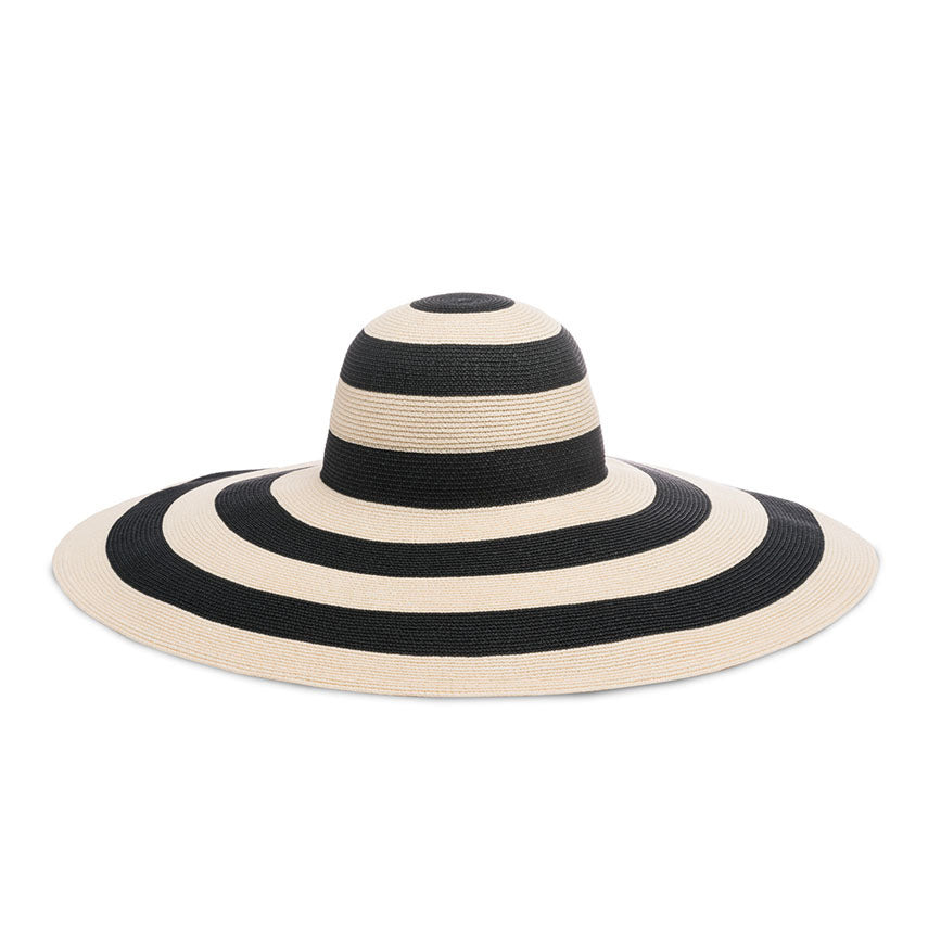 Stylish Sunny Striped Toyo Sun Hat for Women - UV Protection Wide Brim Beach Hat for Summer Outdoor Activities, Travel, and Gardening