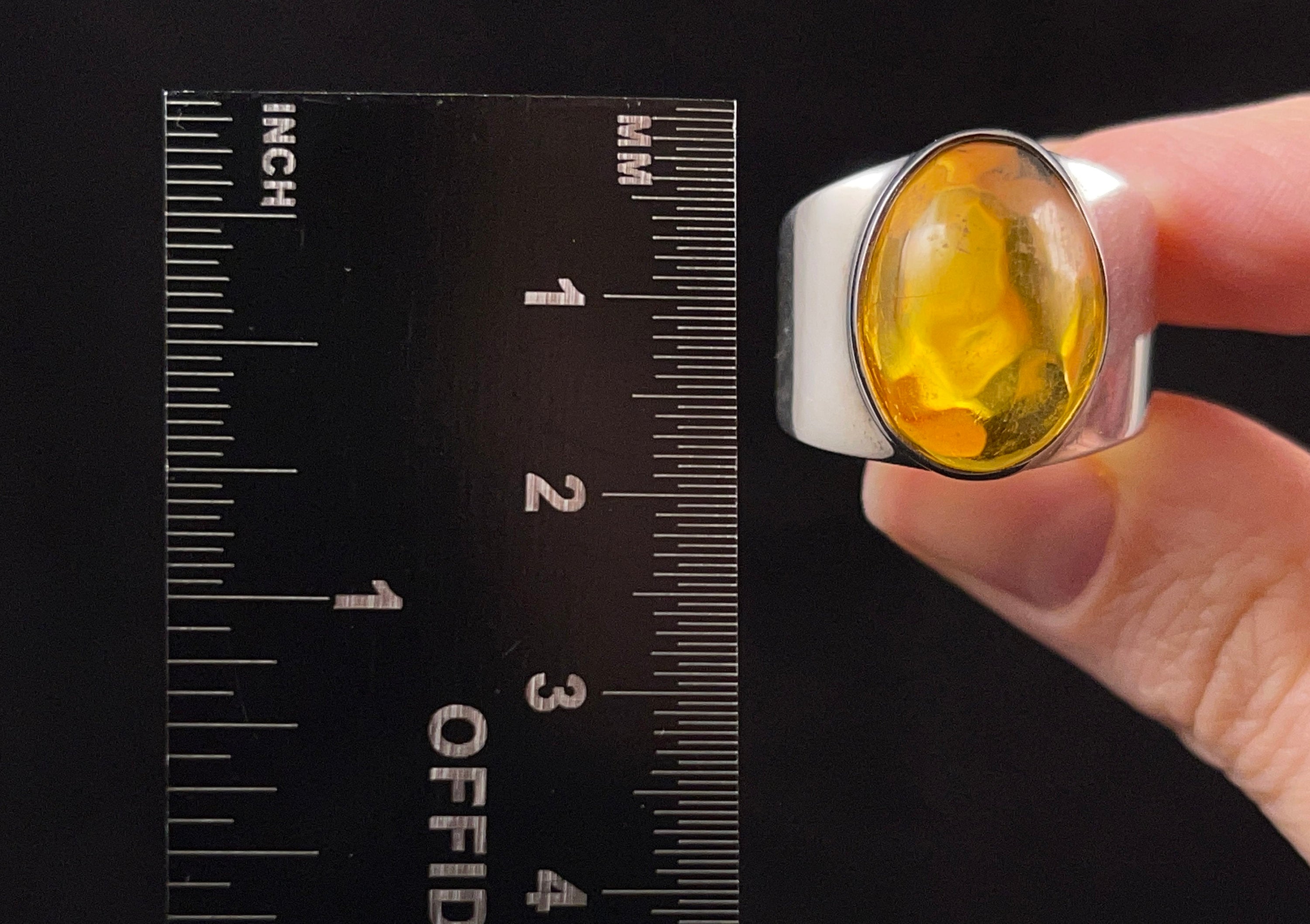 Handmade Sterling Silver Amber Ring Size 8 - Natural Healing Crystal Jewelry with Amber Stone for Women | Perfect for Meditation, Energy Healing & Boho Fashion