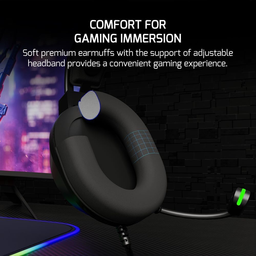 GAMEPOWER Voldon X Wired Gaming Headset with 50MM Drivers, Noise Cancelling Mic - Comfort Design for PS4, PS5, Xbox - Perfect for Competitive Gaming & Online Chat (Black)