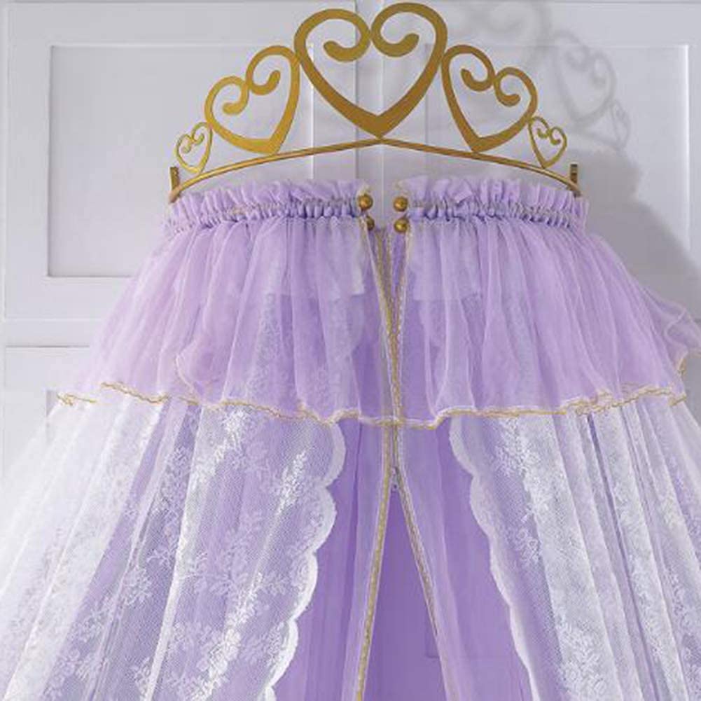 Elegant Princess Canopy Bed with Double Layer Gauze Curtains & Metal Crown - Large Dome Mosquito Net Tent for Double/Single Beds - Perfect for Girls' Bedroom Decor, Wedding Decorations & Romantic Bedroom Makeover