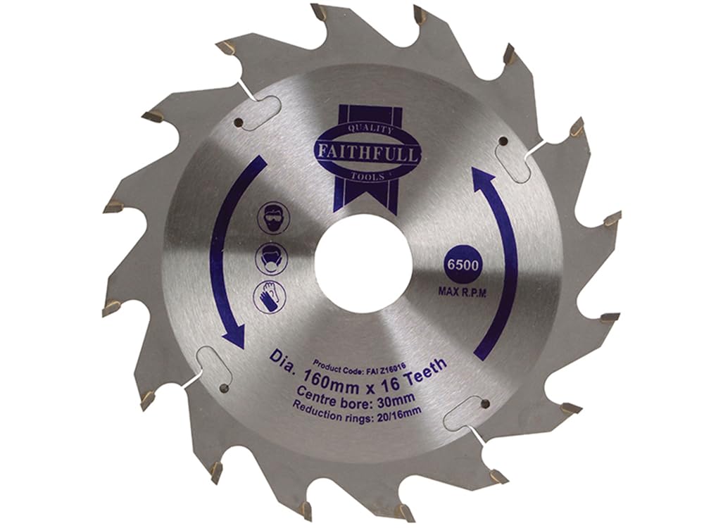 FAIZ16016 160mm TCT Circular Saw Blade with 30mm Bore & 16 Teeth - Perfect for Woodworking, DIY Projects, and Professional Cutting Tasks