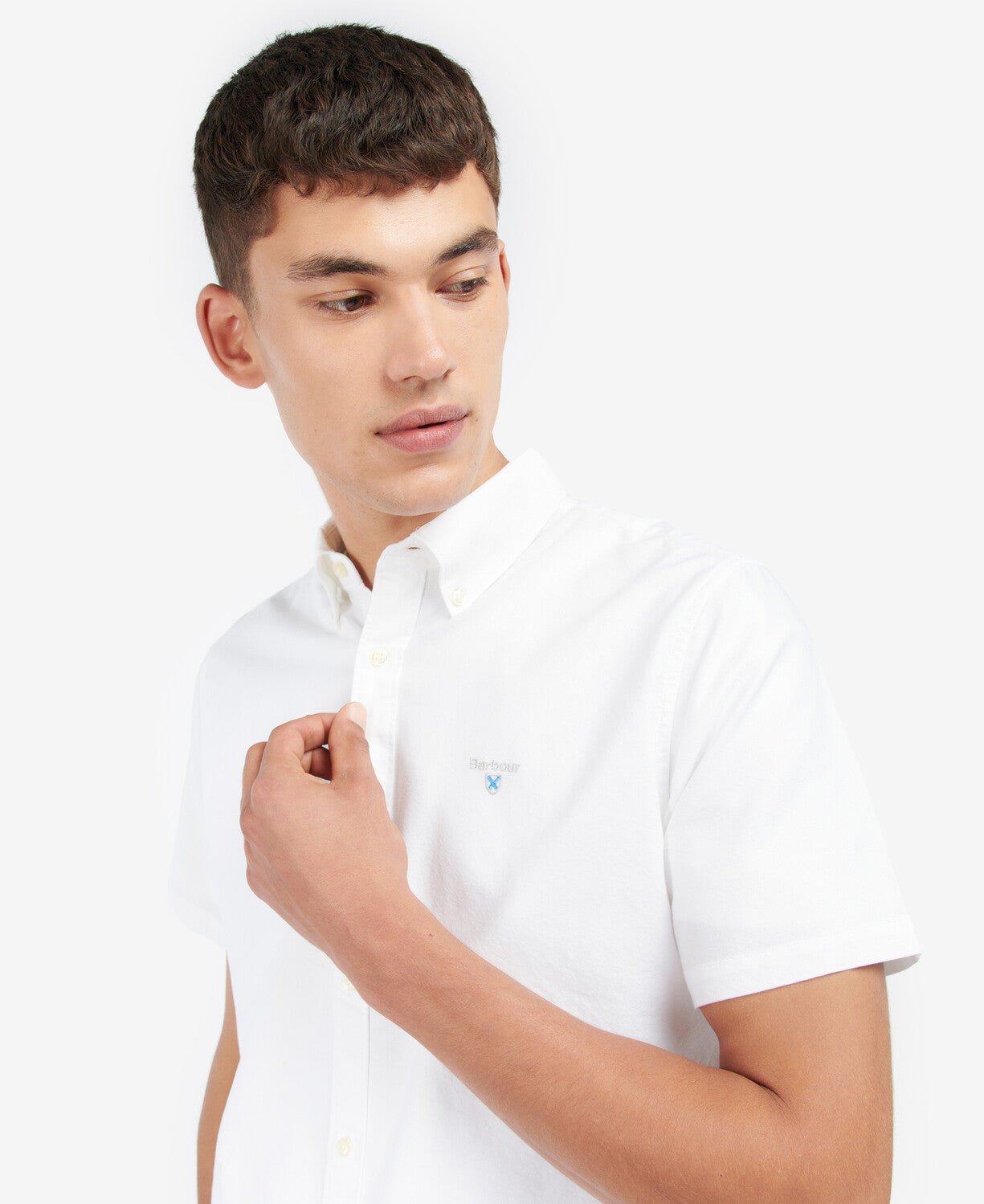 BARBOUR Men's Oxford Short Sleeve Tailored Cotton Shirt - Classic White Button Down for Casual & Business Wear