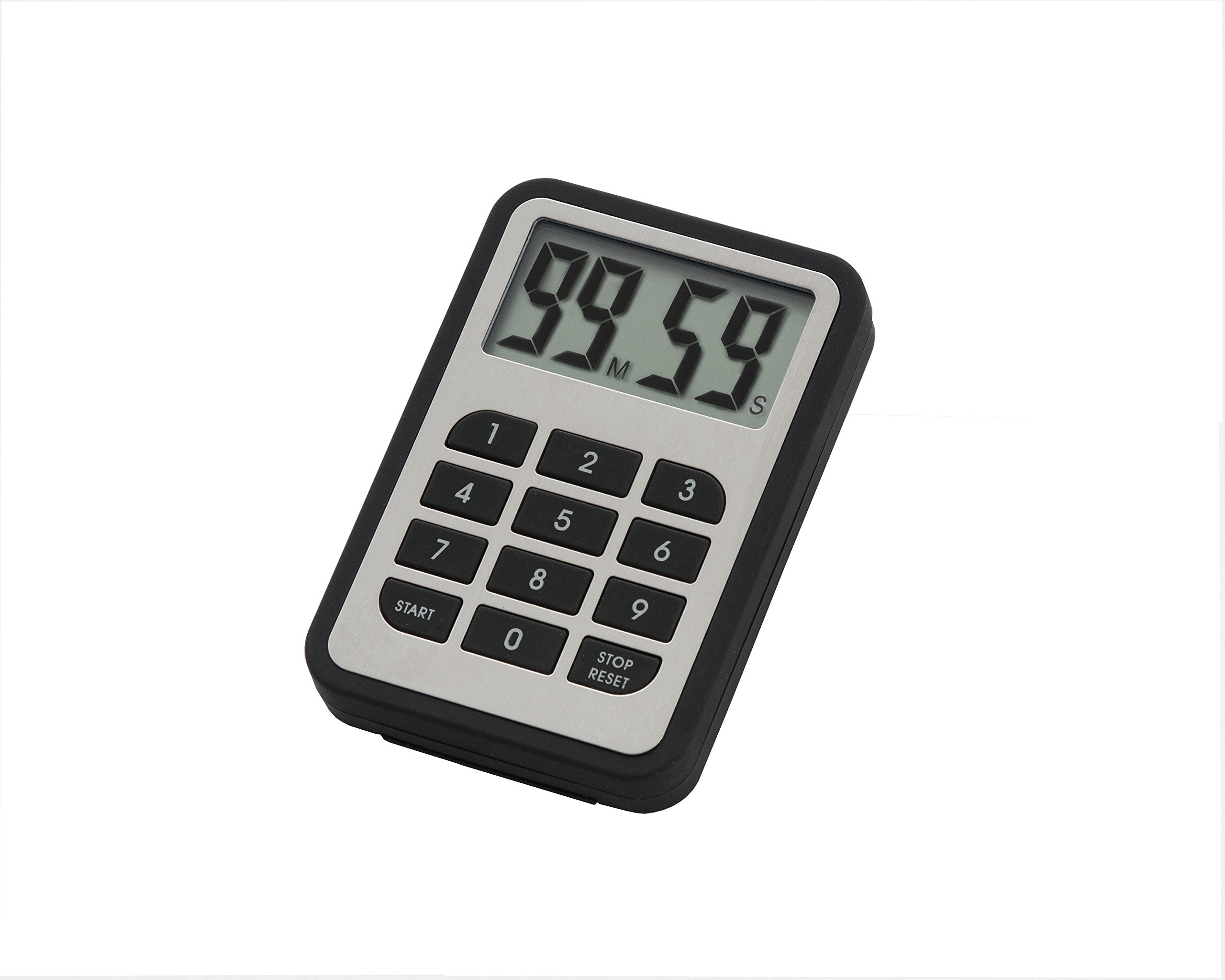 ExcelSteel Cook Pro Magnetic Digital Kitchen Timer with Large LCD Display - Silver | Countdown & Alarm for Cooking, Baking, Fitness, Labs & Classroom Use