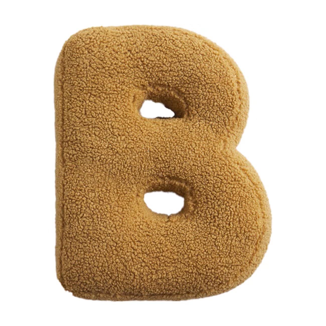 Yellow Letter B Throw Pillow - Soft Lambswool Alphabet Cushion for Kids' Bedroom Decor | Nursery, Dorm & Home Decorative Pillow