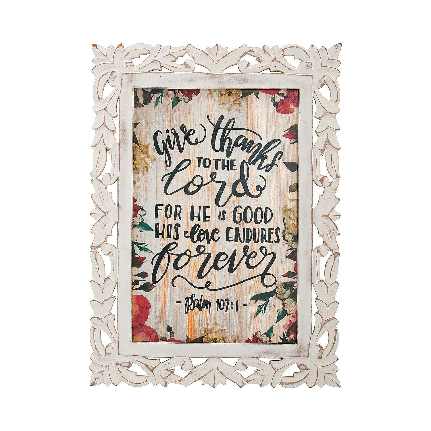 Fun Express Give Thanks to The Lord Sign - Inspirational Christian Home Decor Wall Hanging - 1 Piece - Perfect for Thanksgiving, Church Events & Faithful Home Decorations