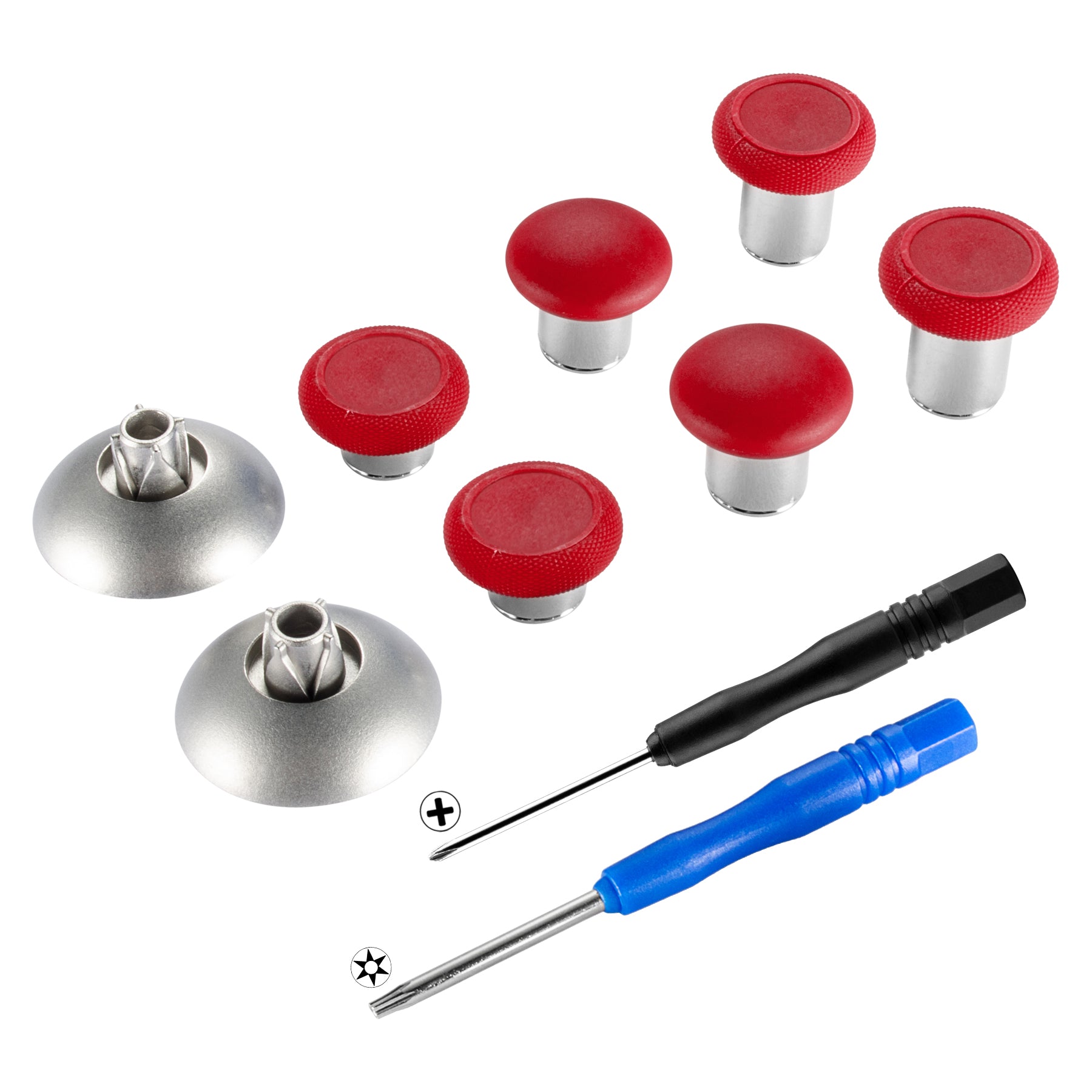 eXtremeRate 8-in-1 Metal Magnetic Thumbsticks Joystick Set for Xbox One/Elite/X/S & PS4 Slim/Pro Controller - Red | Premium Gaming Accessories with Carry Case | Perfect for FPS, Racing & Action Games