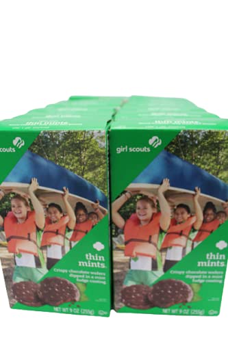 Organic Thin Mint Cookies by Girl Scouts – Handmade with Natural Ingredients, 9oz Each (Pack of 12) – Perfect for Snacking, Gifts & Fundraising Events
