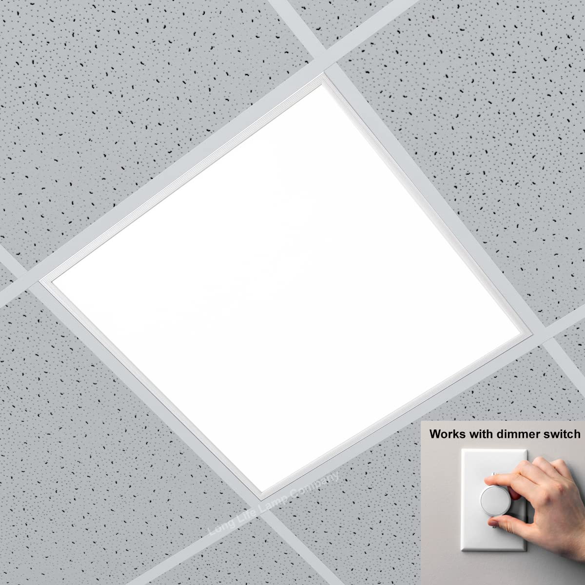 48W Dimmable LED Ceiling Panel 600x600 - Cool White 6500K Recessed Suspended Light for Office & Home
