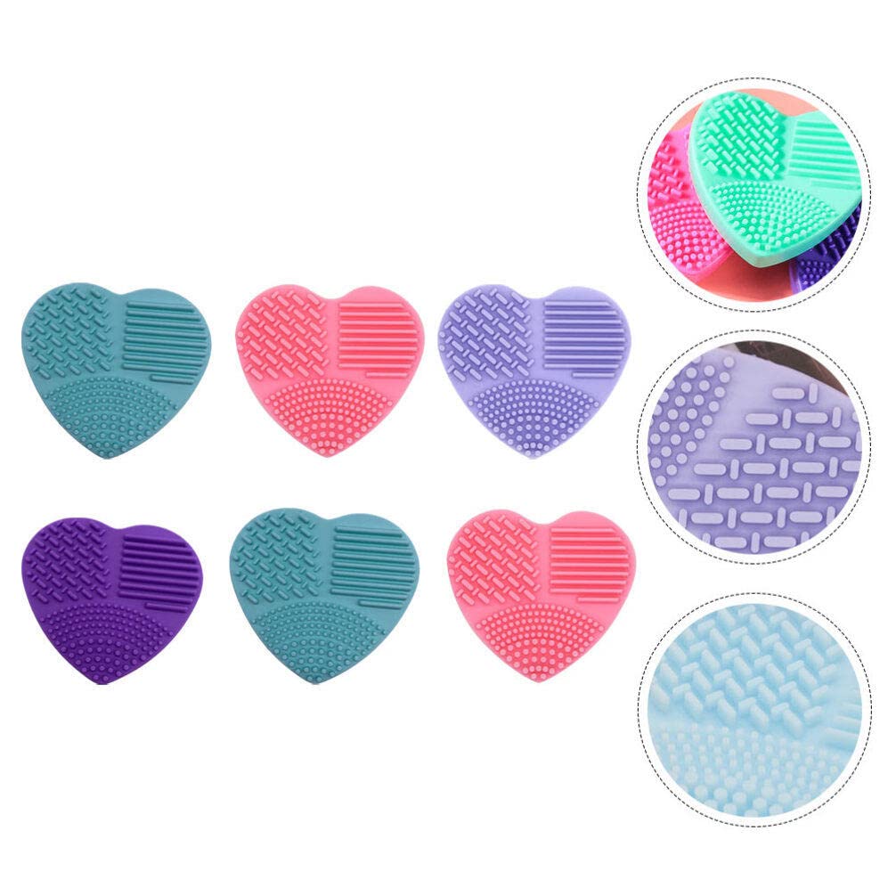 EXCLUZO Silicone Makeup Brush Cleaner Mat - 6Pcs for Beauty Tools (Mixed Colors) - Perfect for Home & Salon Use