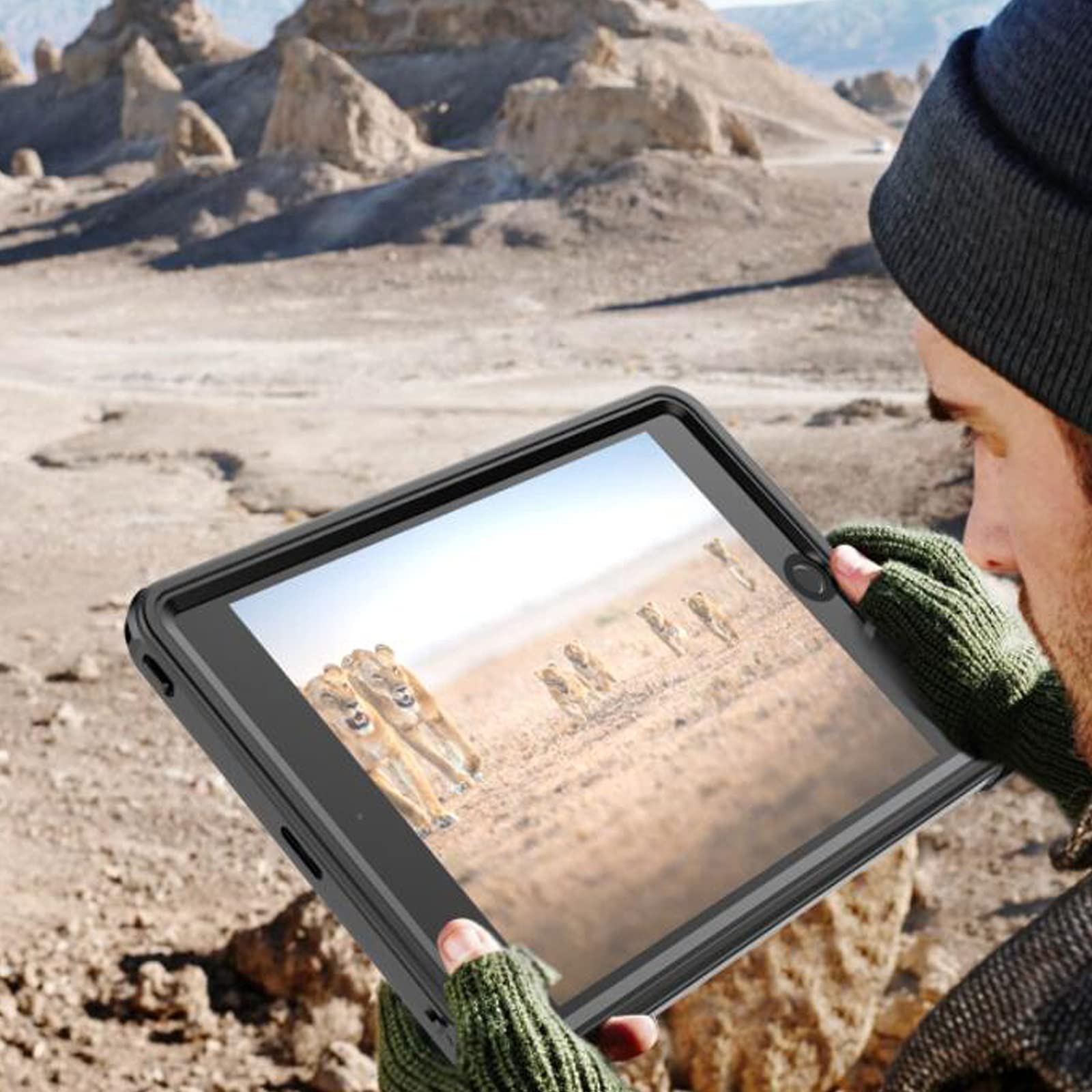 Waterproof Shockproof Case for iPad Mini 5/4 (7.9 Inch 2019/2015 5th/4th Gen) - IP68 Certified Rugged Heavy Duty TPU+PC Cover with Built-in Screen Protector & Kickstand - Perfect for Outdoor, Underwater & Extreme Environments