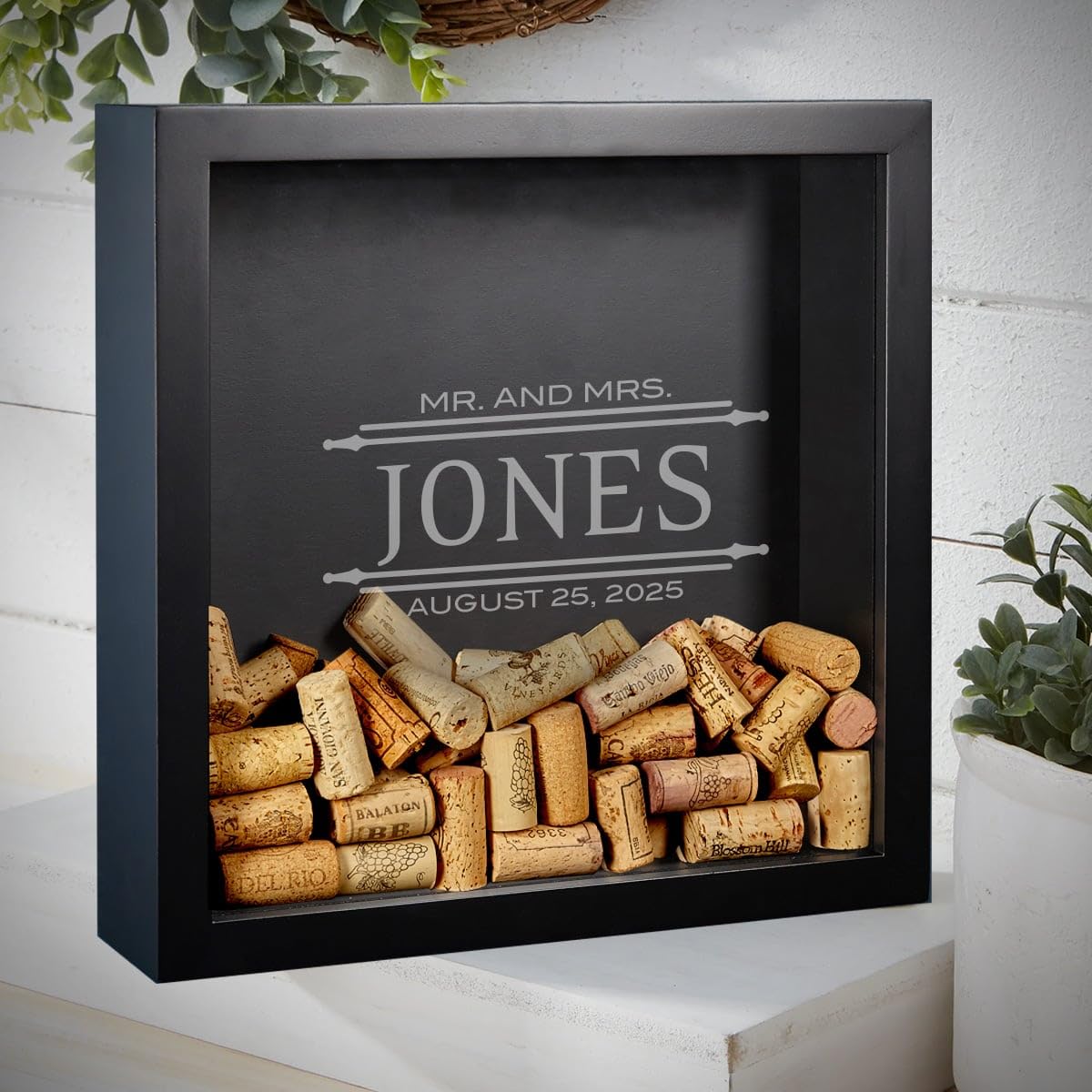 Personalized Wine Cork Shadow Box - Custom Lyndhurst Wine Box for Anniversary Gifts & Home Decor | Perfect Wedding Present & Wine Lover Keepsake