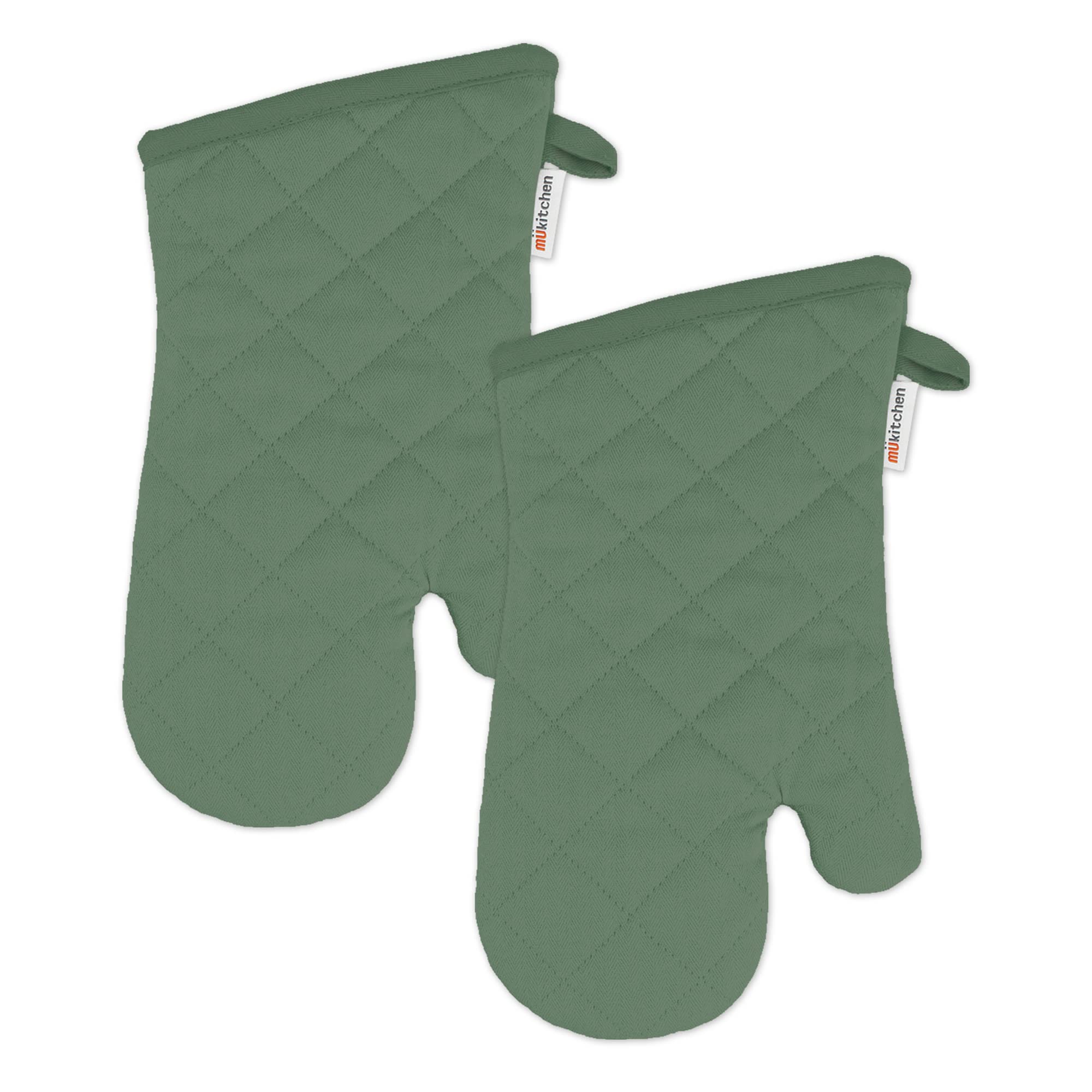 Heat Resistant Oven Mitts Set of 2 - 100% Cotton Kitchen Gloves for Cooking, Baking & Grilling | Machine Washable & Durable Hot Pads | Essential Kitchen Accessory for Baking, BBQ & Handling Hot Cookware (Hedge Design)