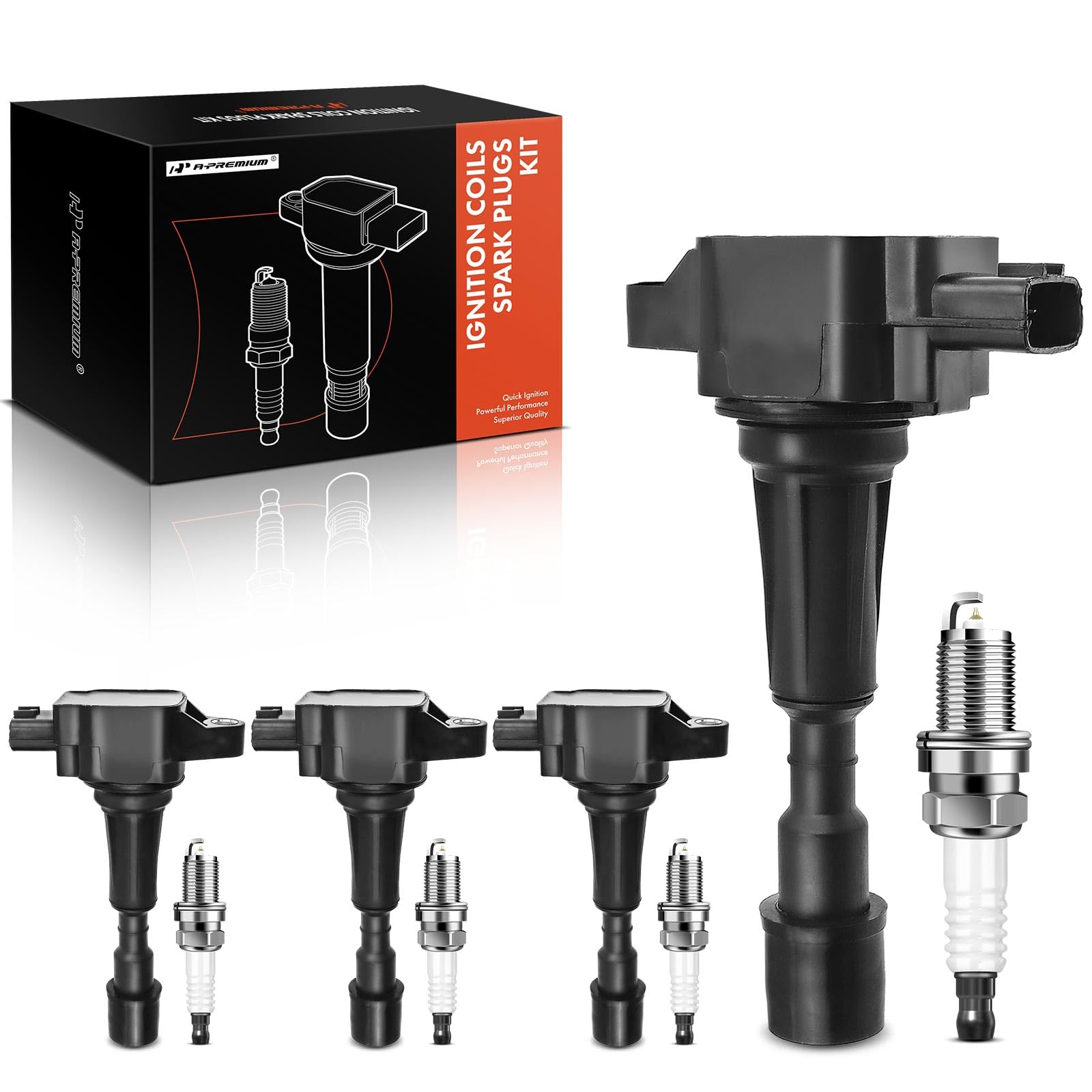 Premium 4-Piece Ignition Coil Pack & Iridium Spark Plugs Set - Compatible with Mazda 2 2011-2014 L4 1.5L Engine - Improve Performance & Fuel Efficiency for Smooth Driving