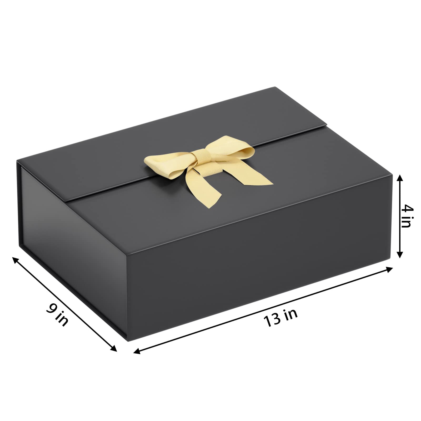 Luxury Gift Box Set with Ribbon & Magnet Closure - 5 Pack Black for Weddings & Birthdays
