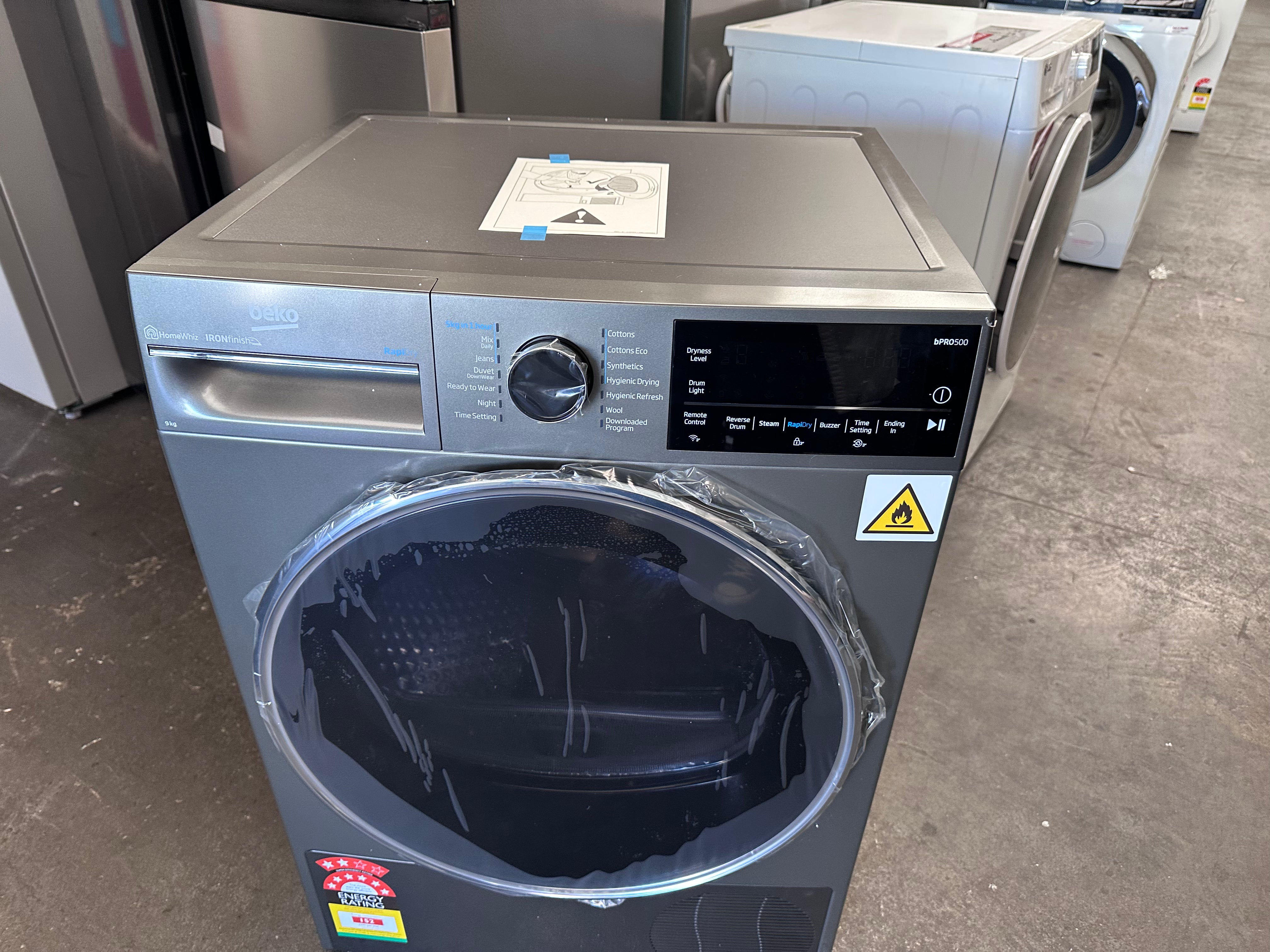 Beko BDPB904HG 9kg Hybrid Heat Pump Dryer - Energy Efficient Graphite Laundry Dryer [Factory Second] for Home & Apartment Use