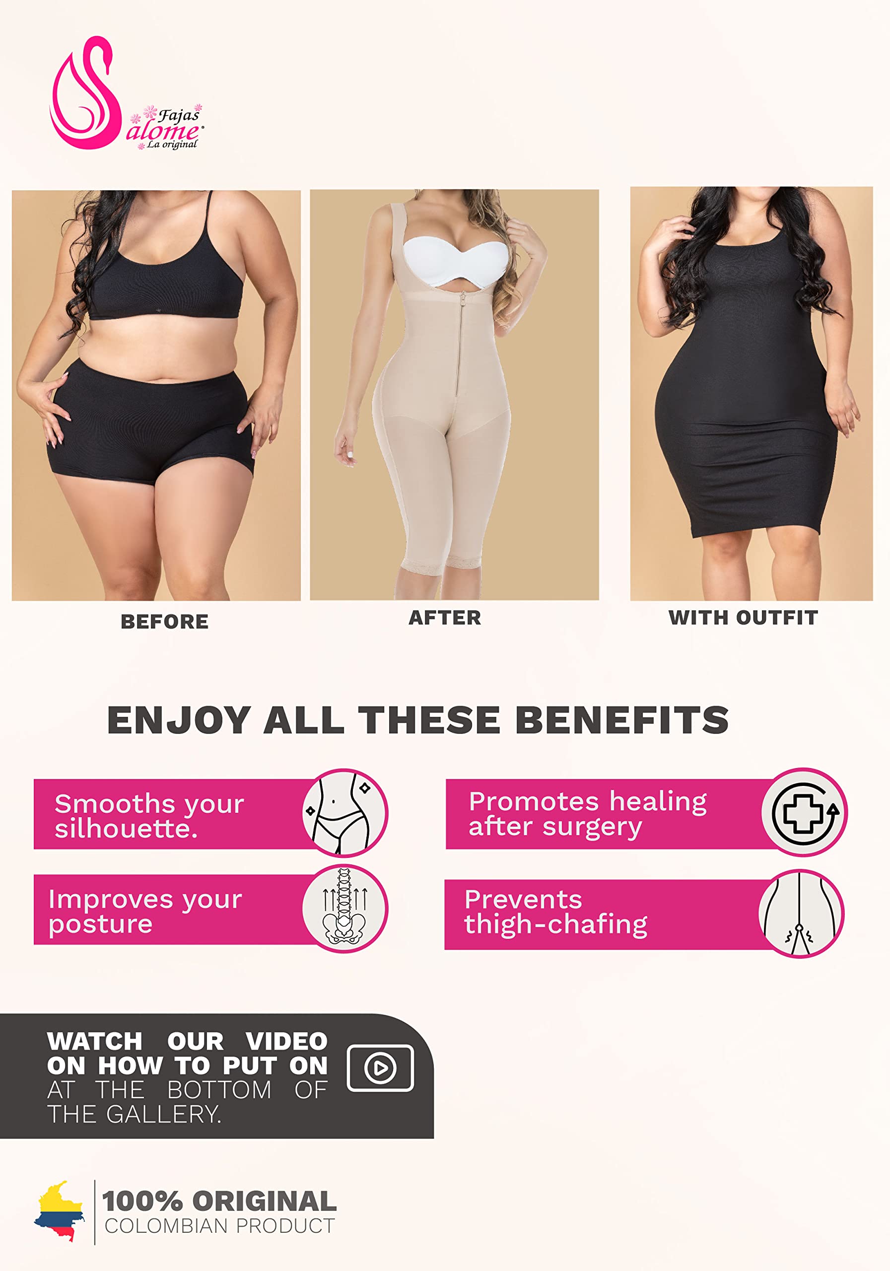 Colombian Post-Surgery Fajas Reductoras - Shapewear for Liposuction Recovery & Body Contouring | Compression Garments for Waist Training, Tummy Control & Butt Lift