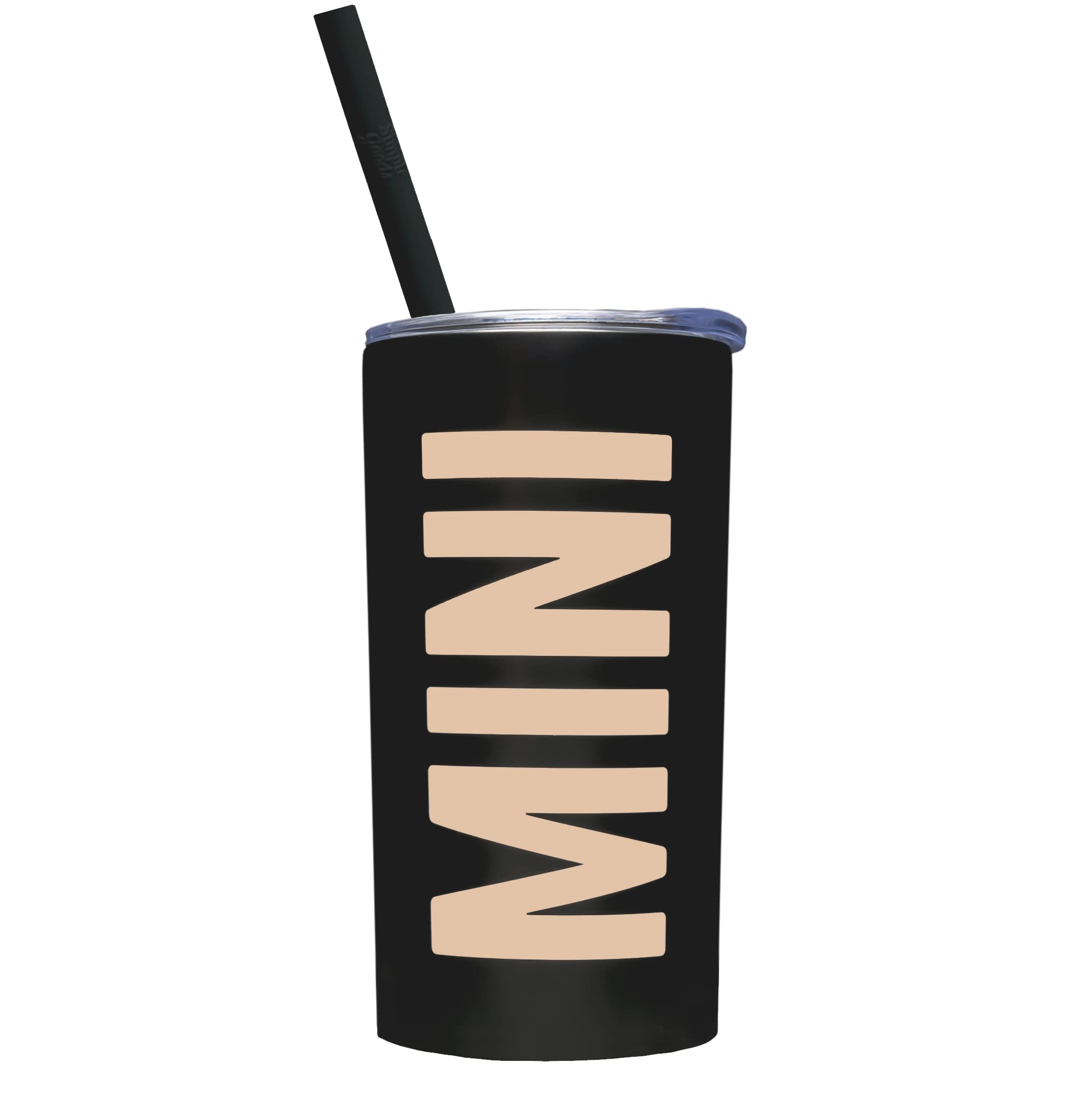 Lucky Love Mama & Mini Stainless Steel Insulated Cups - Leopard Print 3D Tumbler Set with Lids & Straws for Kids & Adults | Spill-Proof Mom & Toddler Drinking Cups | Perfect for Travel, School & Family Outings (Mini Black)