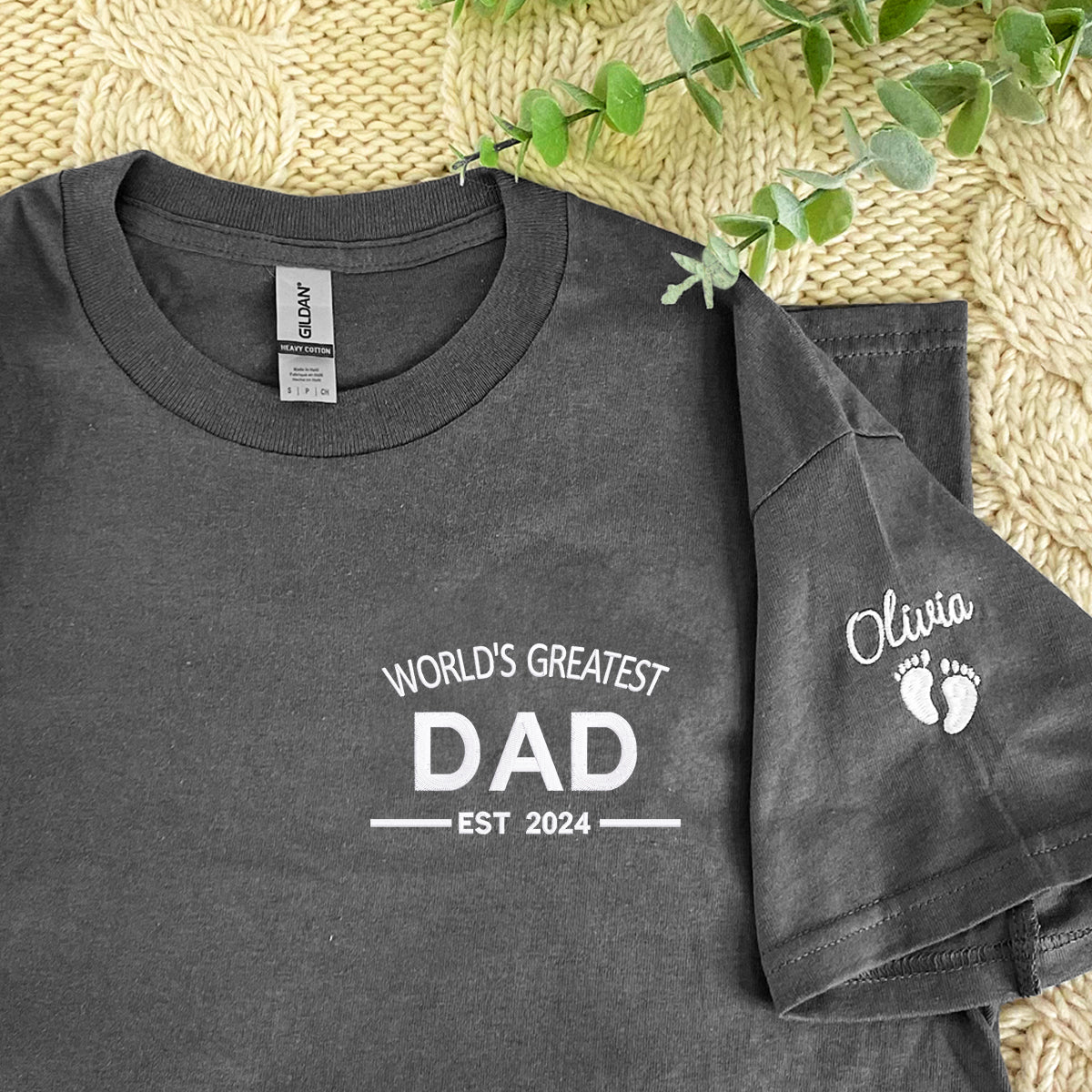 Custom Comfort Color® Embroidered World's Greatest Dad T-Shirt - Perfect for Father's Day Gifts, Birthday Presents & Casual Wear