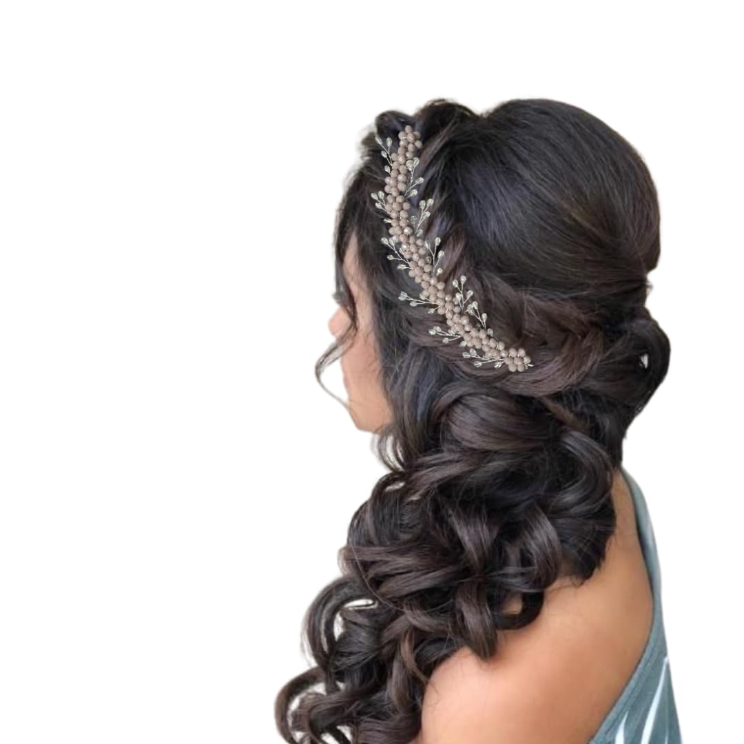 Leaf Crystal Purple Bead Hair Pin for Women - Elegant Bridal Wedding Headpiece & Decorative Hair Accessory | Perfect for Hairstyles, Brides, Parties, Updos & Curls | Great for Weddings, Proms, Date Nights & Special Occasions