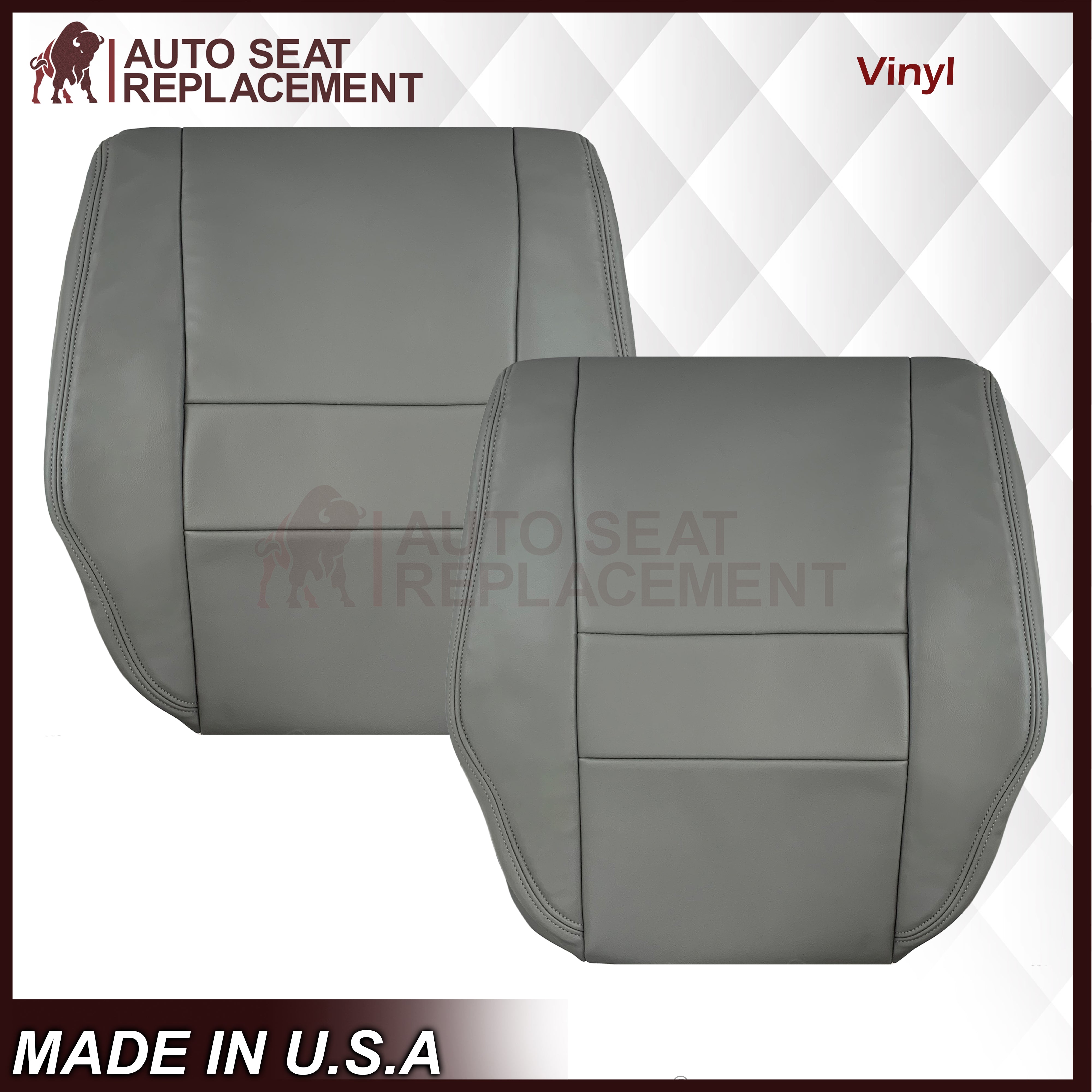 2007-2013 Toyota Sequoia SR5 Genuine Leather Seat Covers Set - Top & Bottom Replacement for Driver/Passenger Side (Gray) | Premium Car Interior Upgrade for Comfort & Style