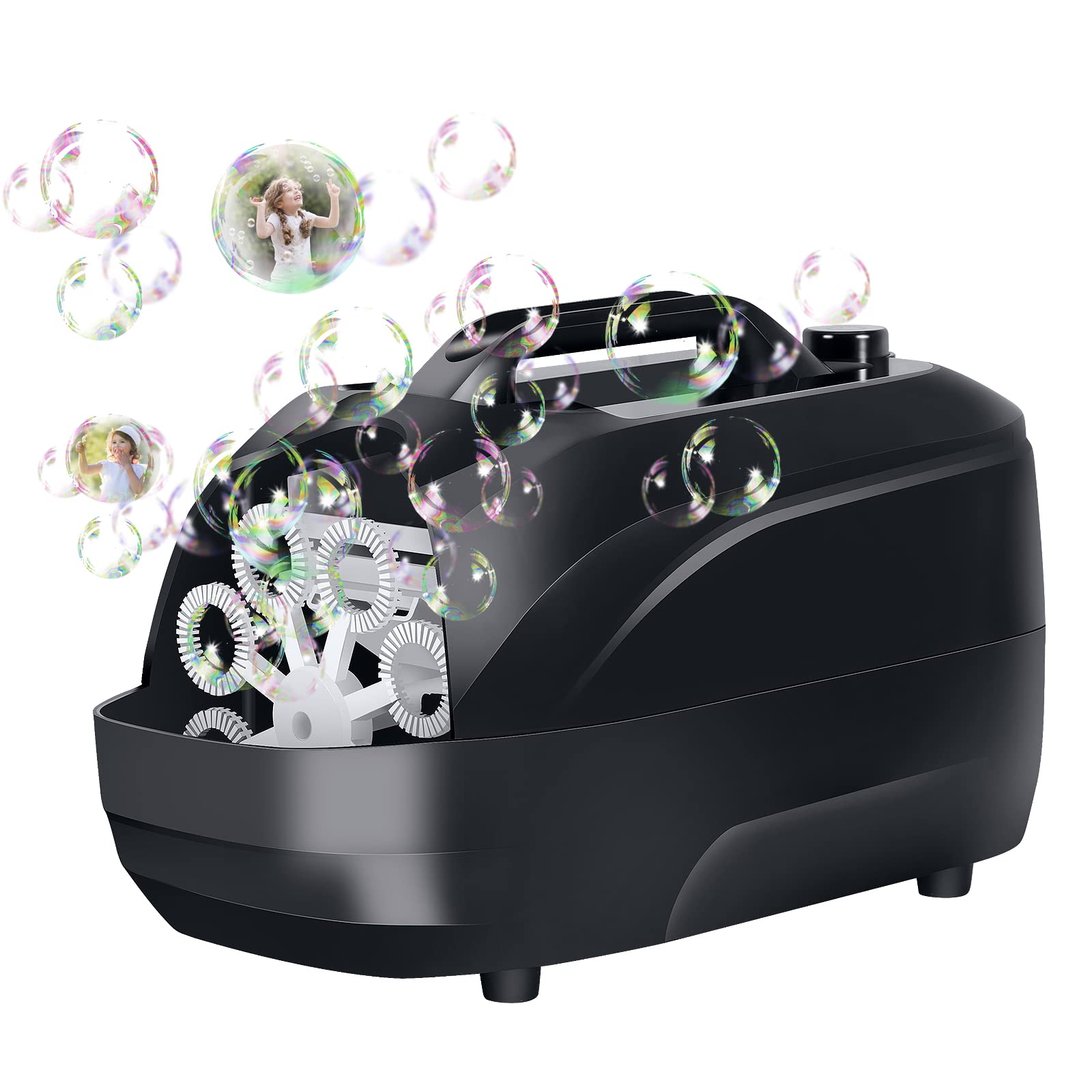 Automatic Bubble Blower Machine for Kids - Rechargeable Portable Bubble Maker with Adjustable Speeds - Perfect for Birthday Parties, Outdoor Play, and Indoor Fun (Black) - Great Gift for Toddlers and Children