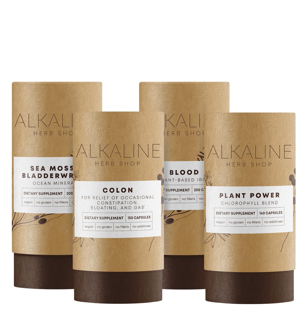 Alkaline Herb Shop Mild Detox Bundle - Organic Sea Moss & Bladderwrack, Plant-Based Chlorophyll, Iron-Rich Blood Support & Happy Colon Cleanse | Natural Herbal Supplement for Digestive Health & Energy Boost | Perfect for Daily Detox & Wellness Routine
